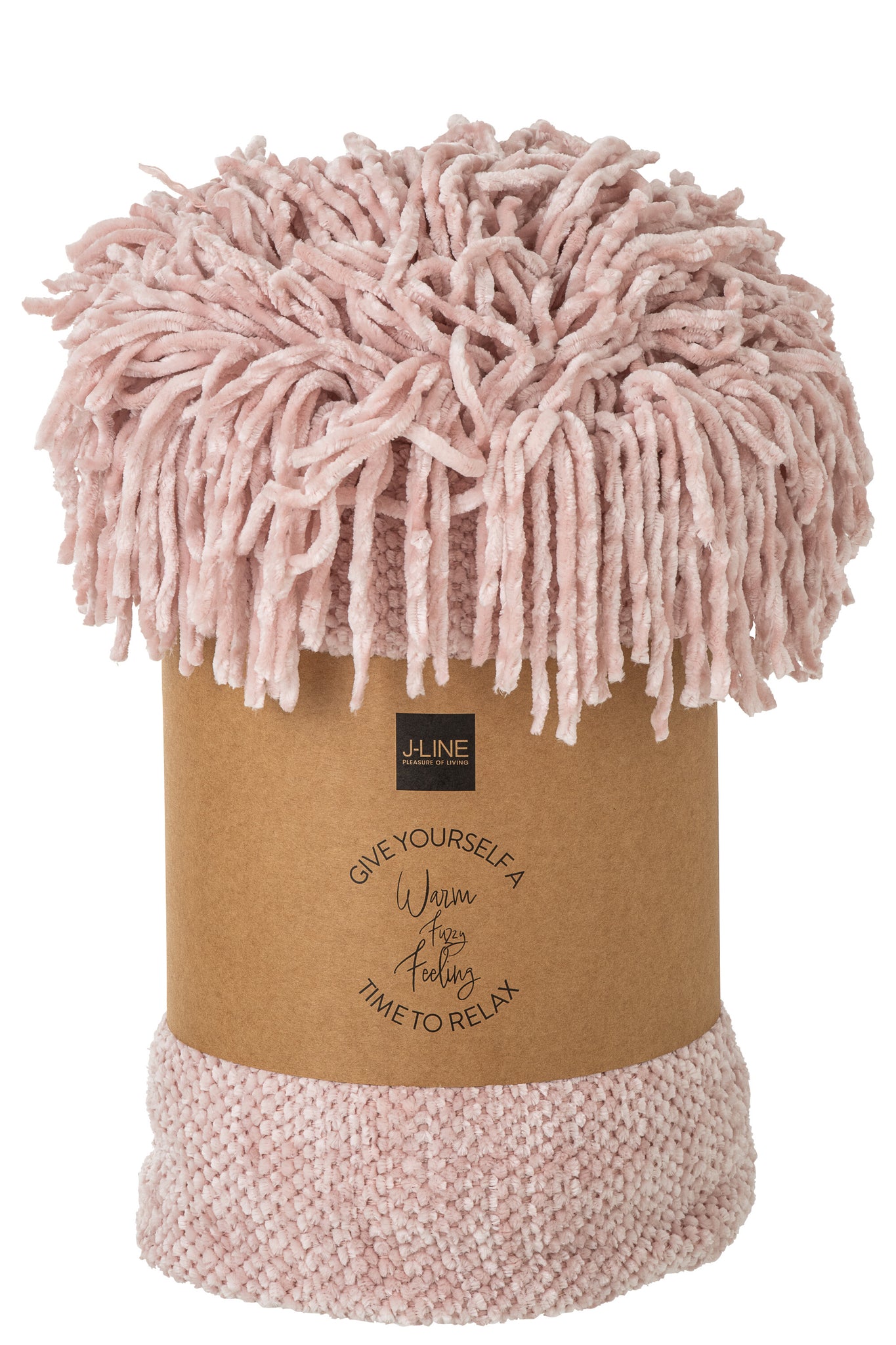 Plaid Chenille Polyester Lichtroze - J-LINE