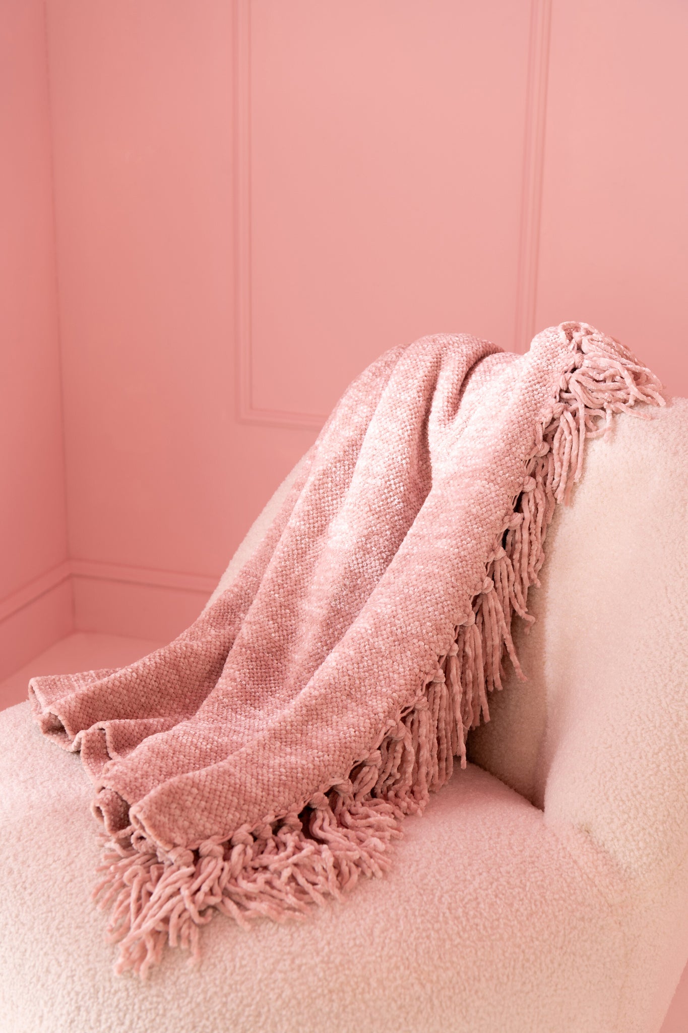 Plaid Chenille Polyester Lichtroze - J-LINE