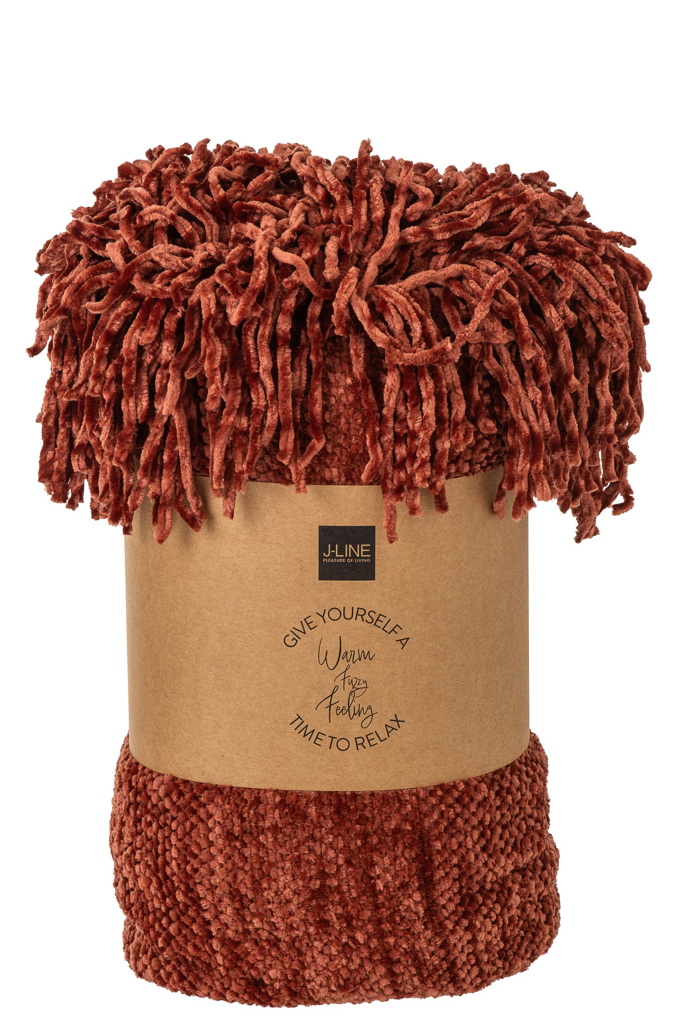 Plaid Chenille Polyester Roestbruin - J-LINE
