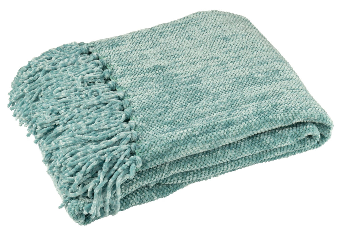 Plaid Chenille Polyester Turkoois - J-LINE
