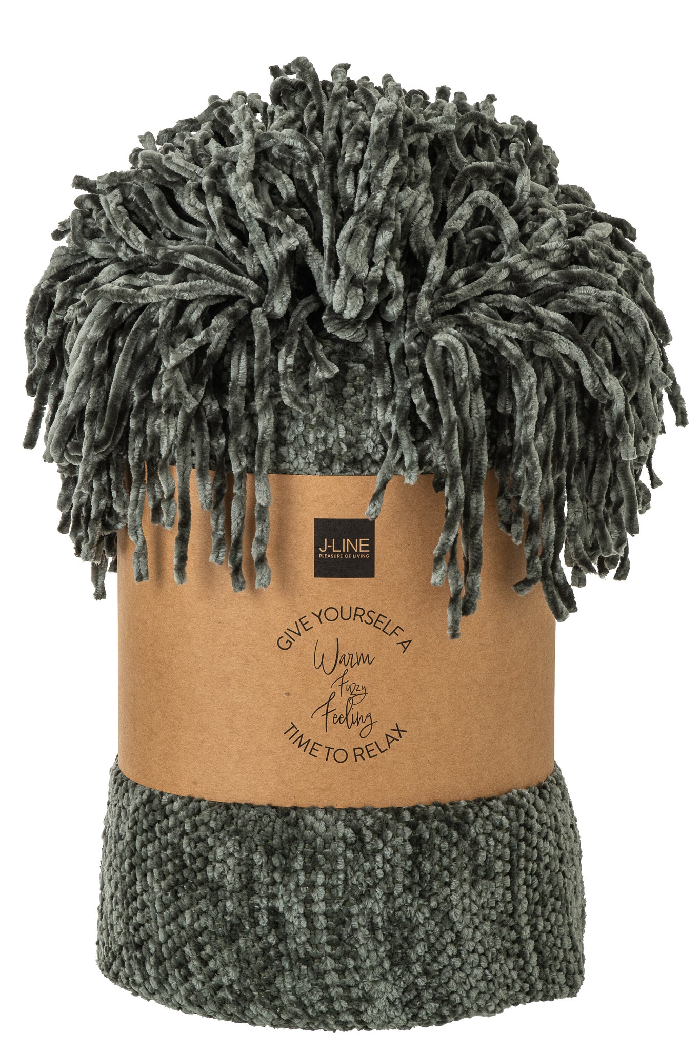 Plaid Chenille Polyester Donkergroen - J-LINE
