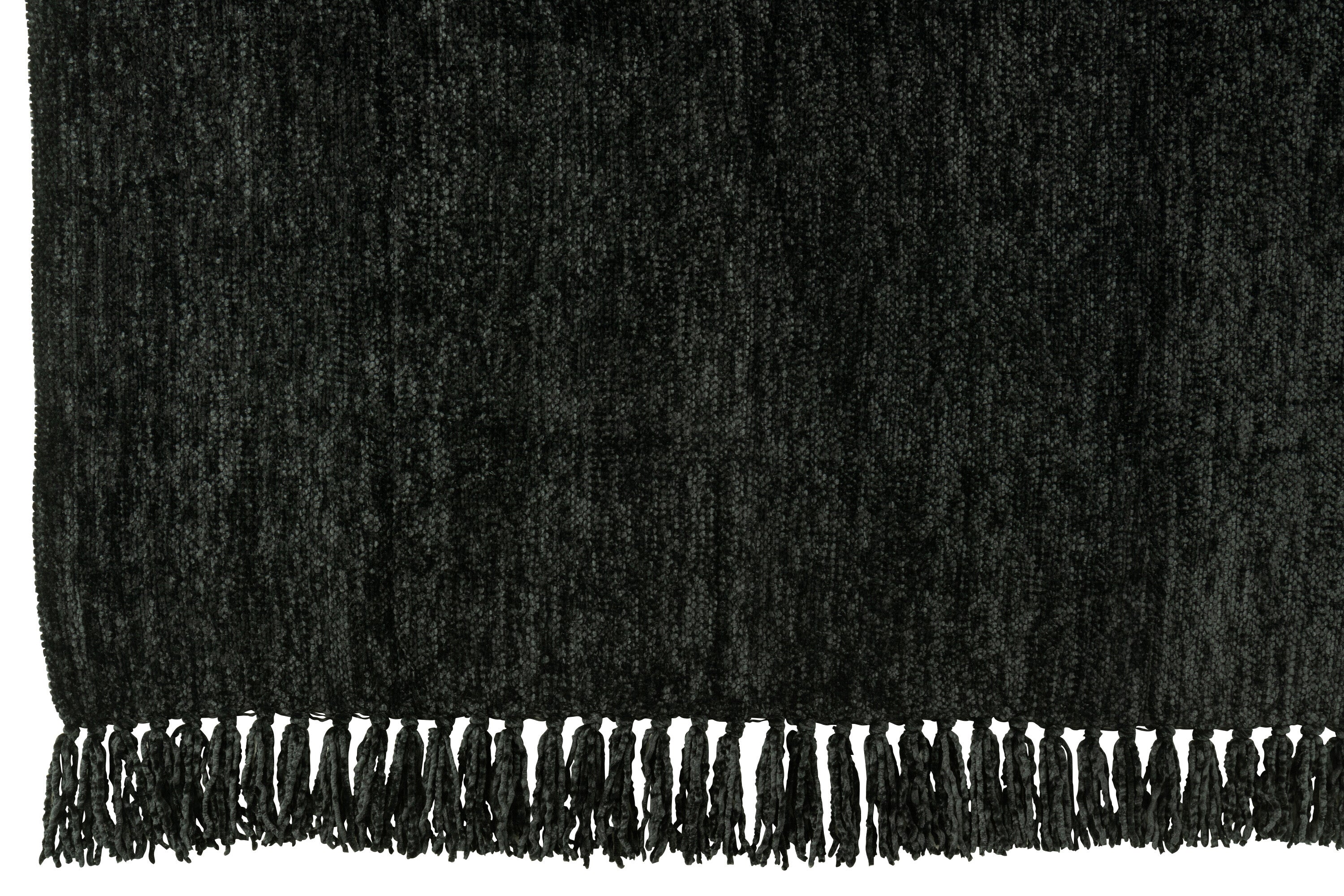 Plaid chenille polyester noir - J-LINE
