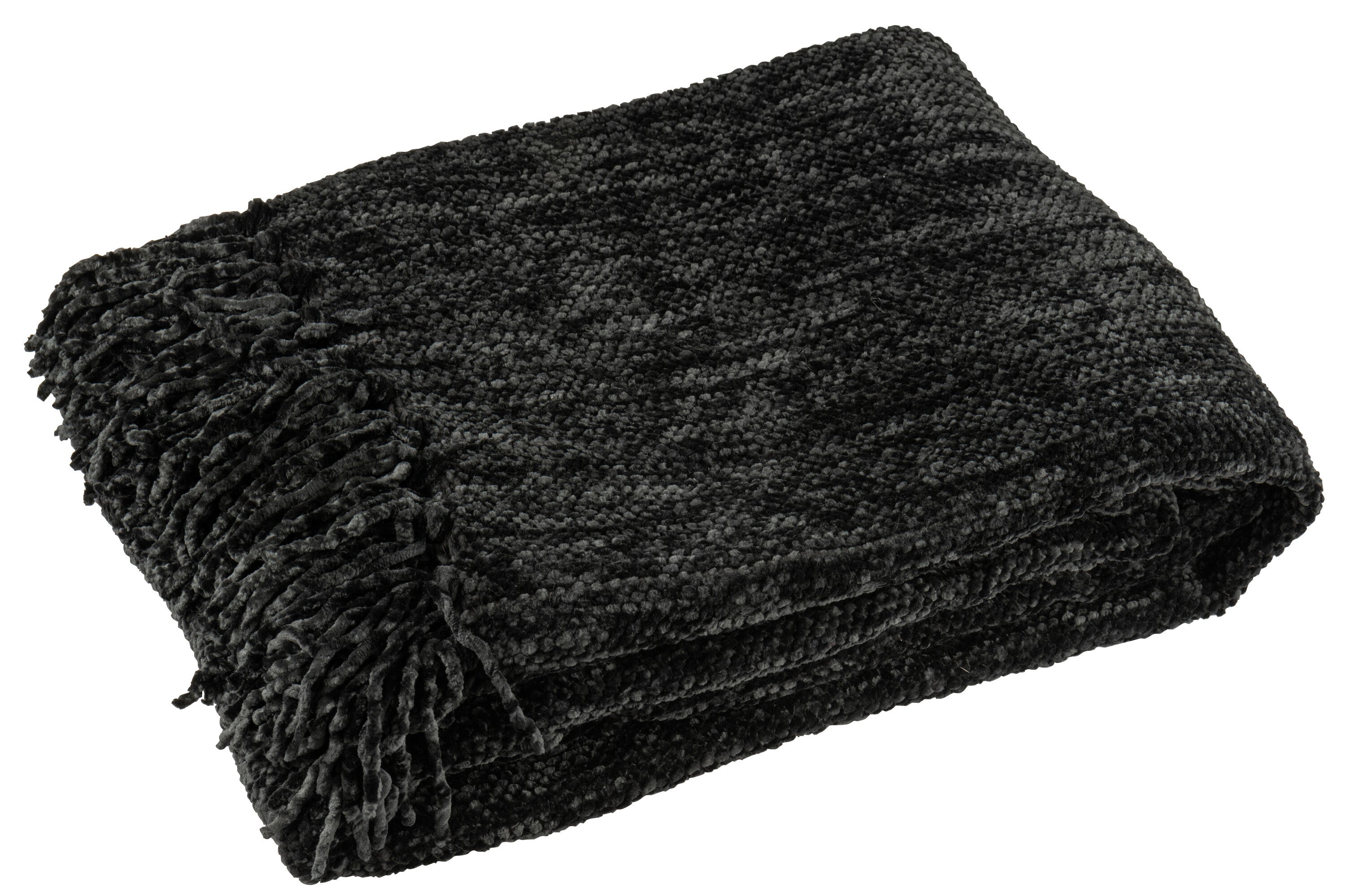 Plaid chenille polyester noir - J-LINE