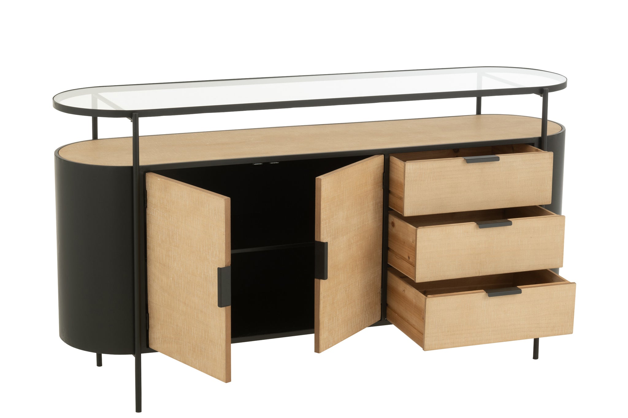 Dressoir Ovy IJzer Natuurlijk/Zwart - J-LINE