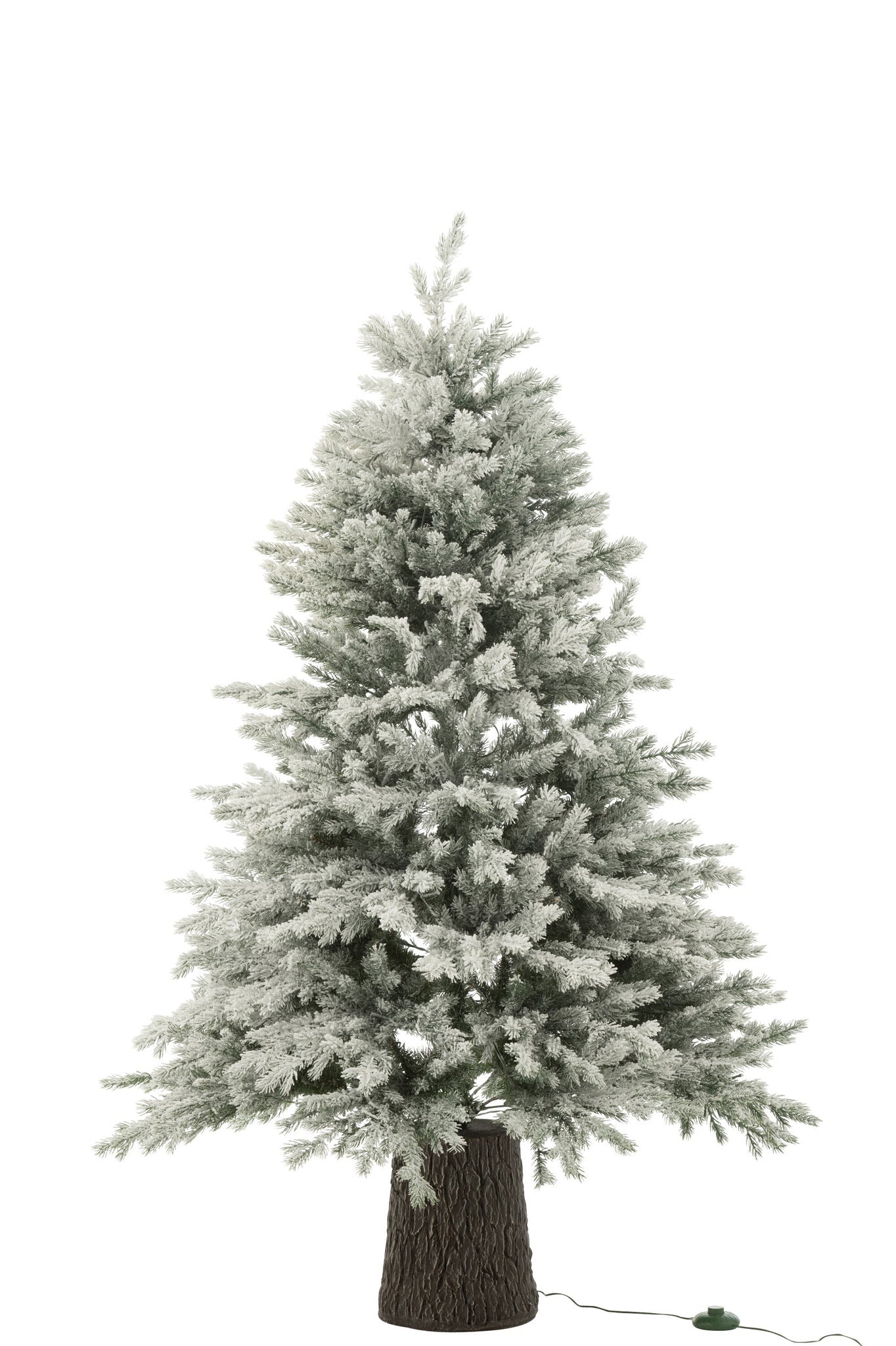 Kerstboom 600 Led Houten Voet Besneeuwd Kunstmatig Donkergroen - J-LINE