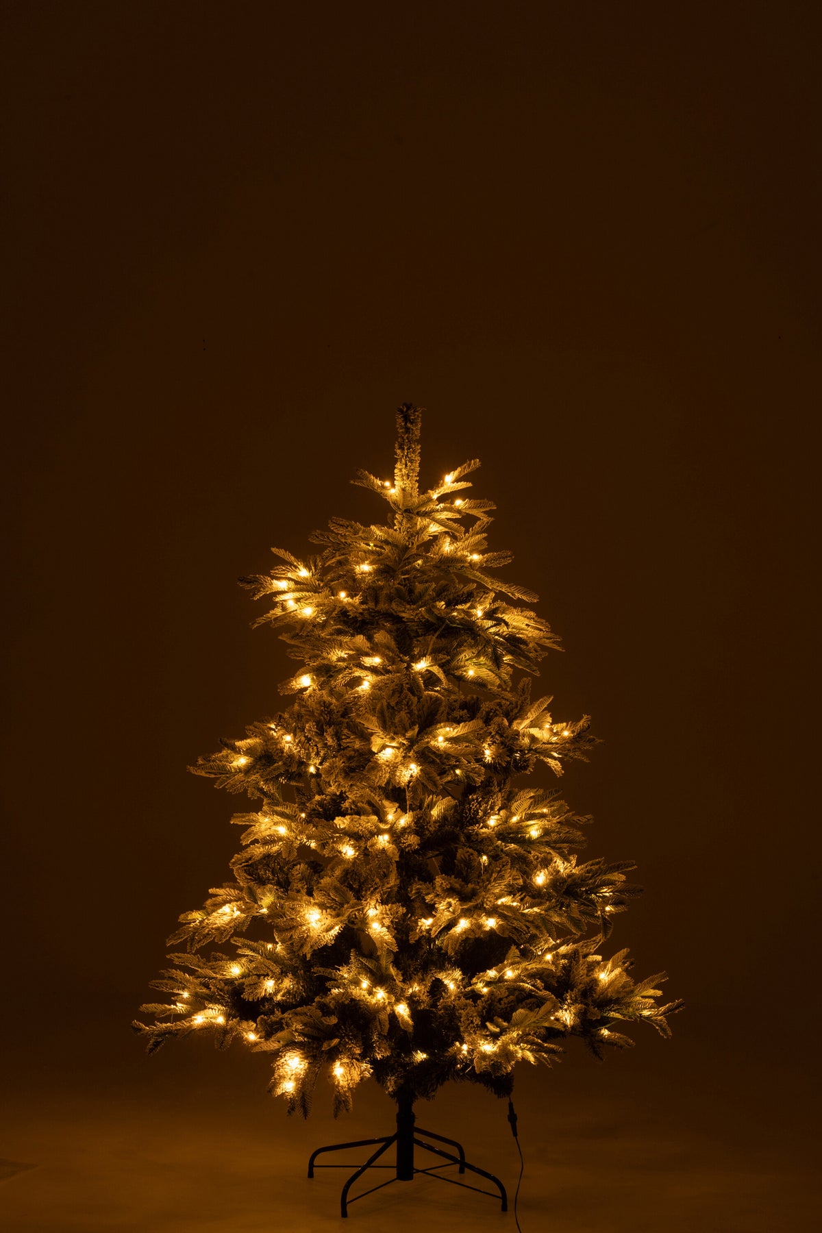 Sapin de Noël artificiel enneigé à 270 LED, vert foncé/blanc, taille moyenne