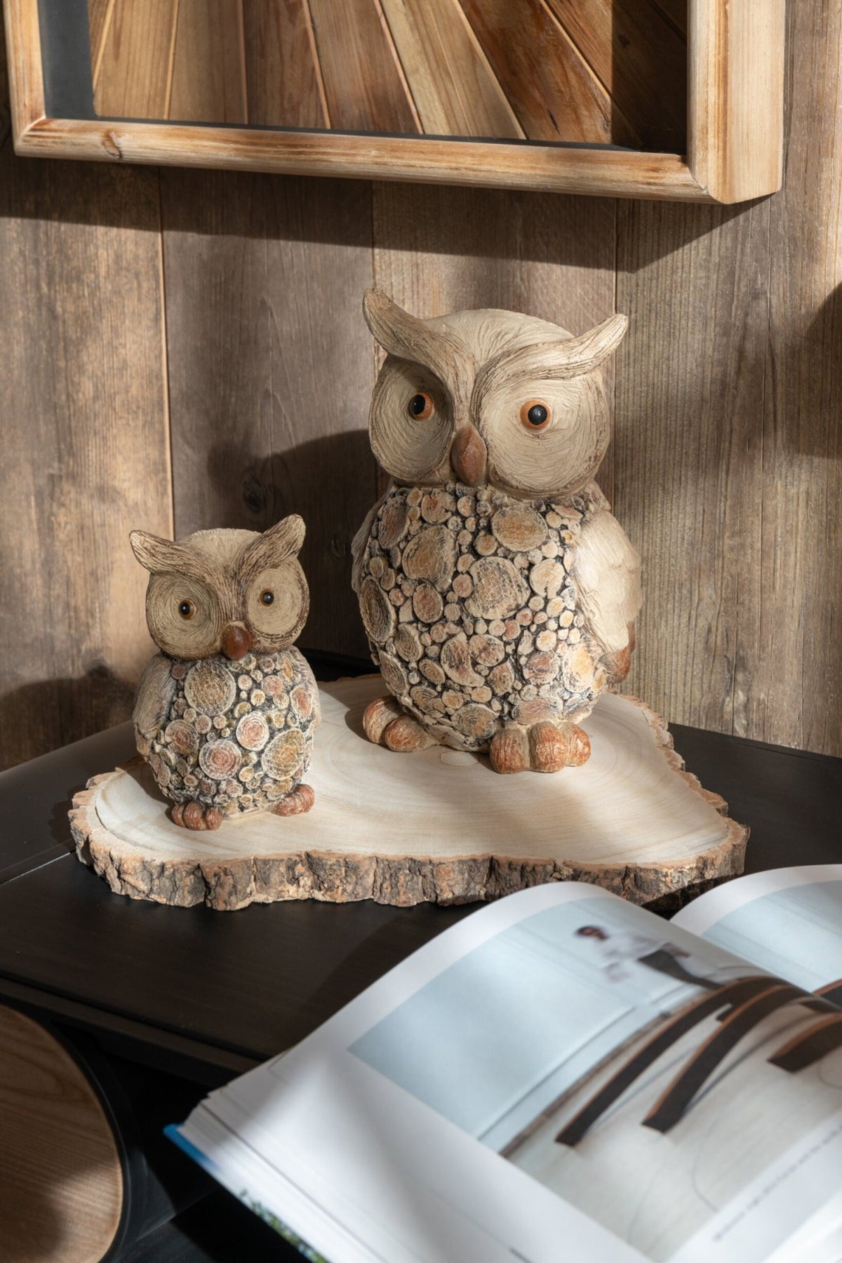 Uil Houtimitatie Polyresin  - J-Line