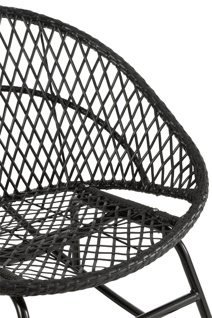 Schommelstoel + kussen Zayo metaal/riet zwart - J-LINE