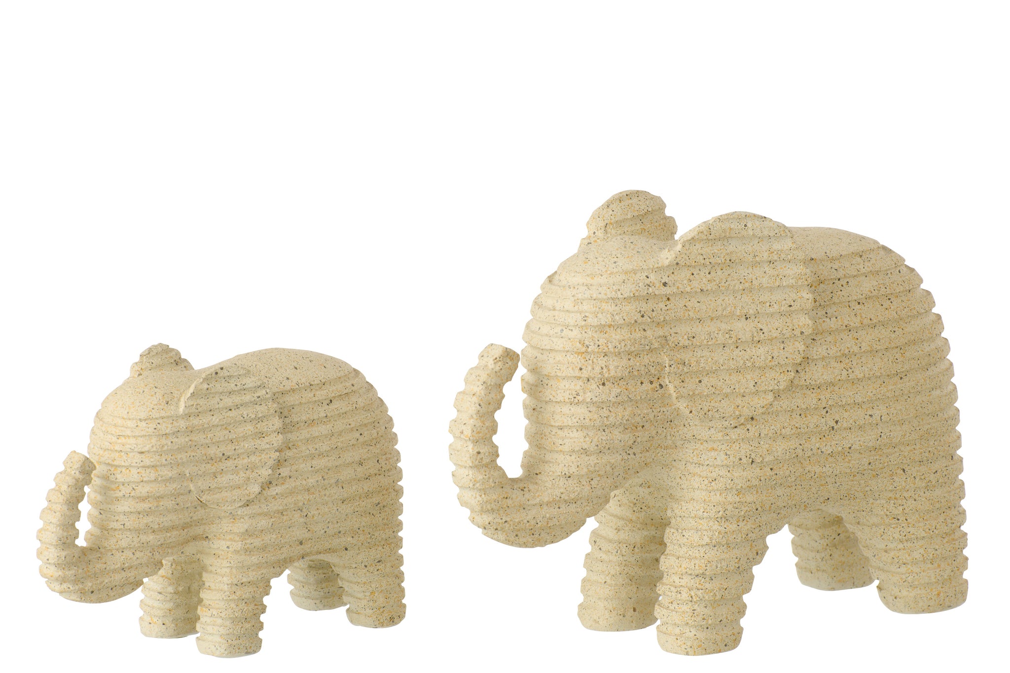 Olifant Gestreept Polyresin Beige L - J-LINE