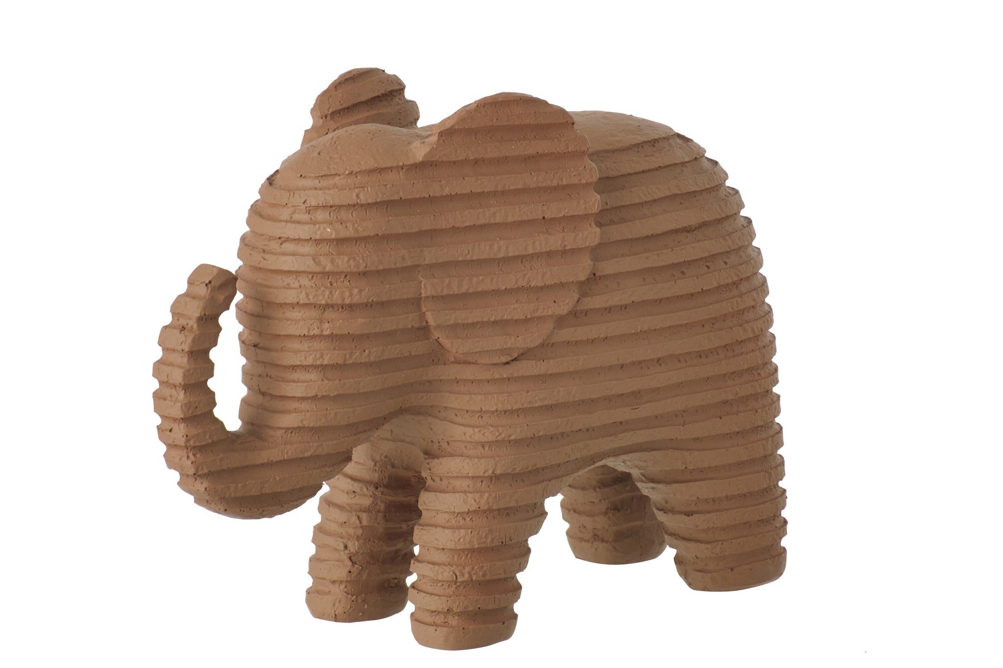 Olifant Gestreept Polyresin Bruin L - J-LINE