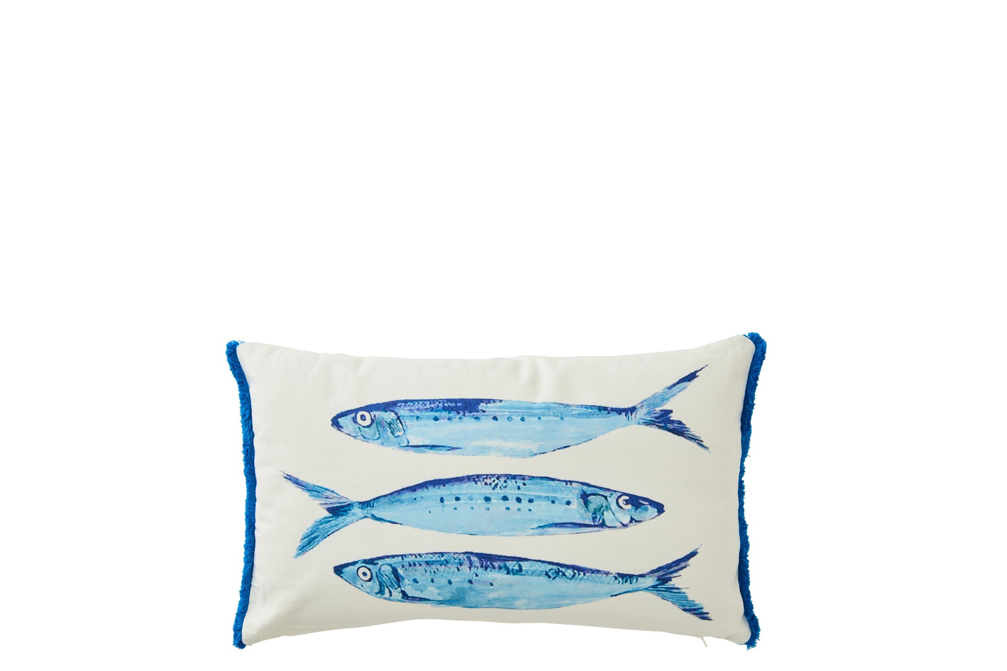 Kussen Sardines Katoen Wit/Blauw - J-LINE