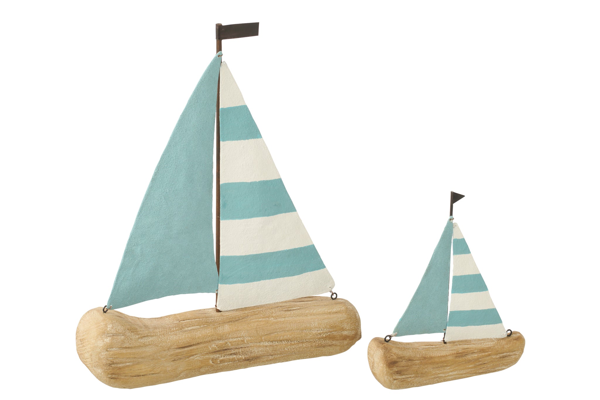 Zeilboot van paulowniahout naturel/lichtblauw L - J-LINE