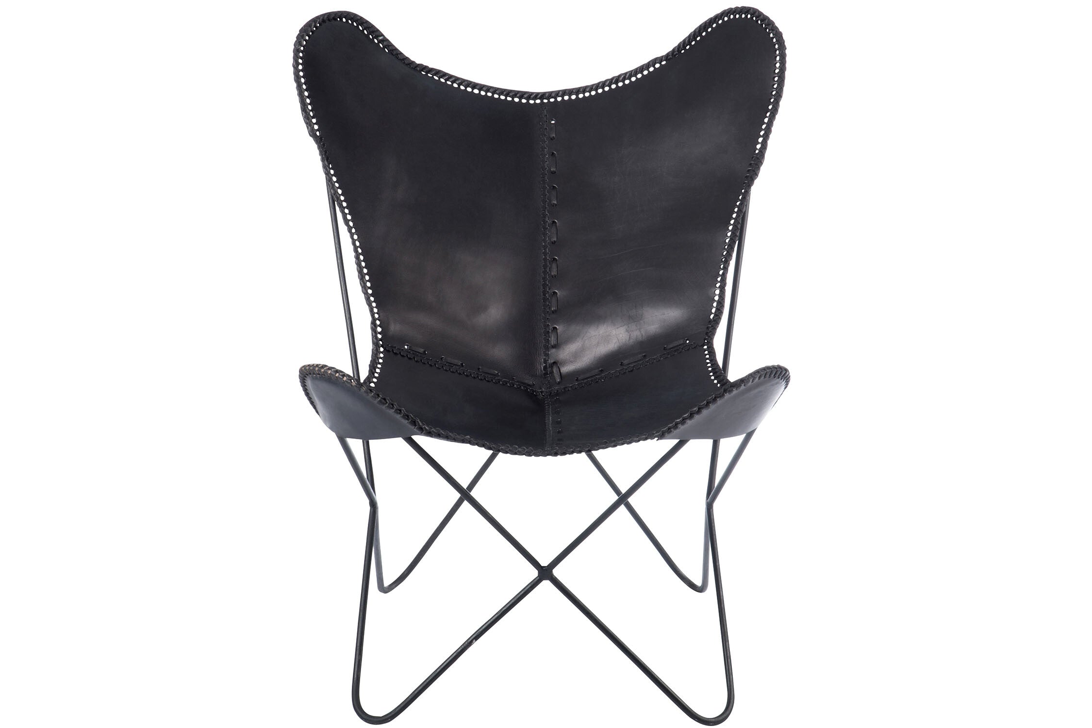Lounge Stoel Leer/Metaal Zwart - J-LINE