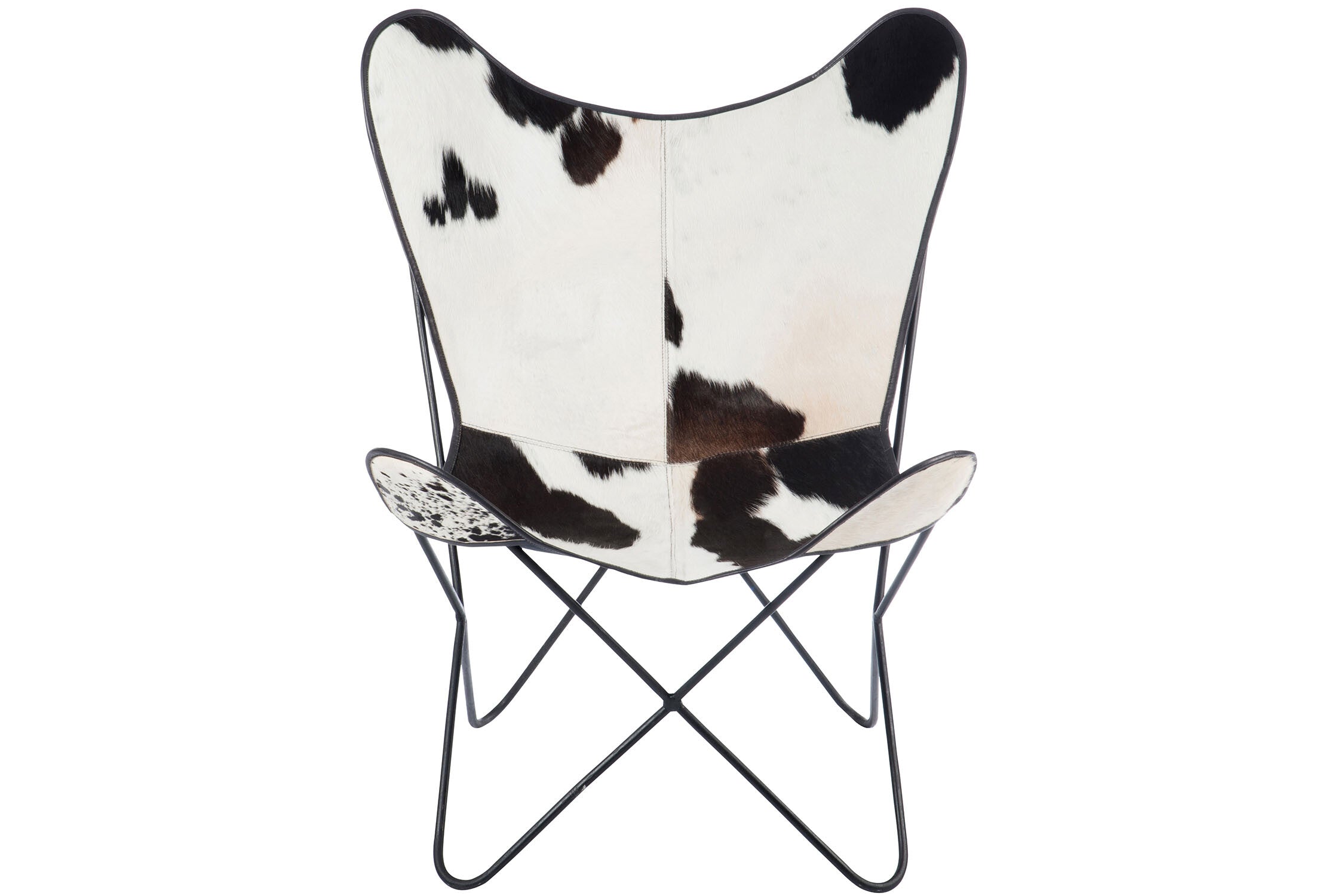 Lounge Stoel Koeienhuid/Metaal Wit/Zwart - J-LINE