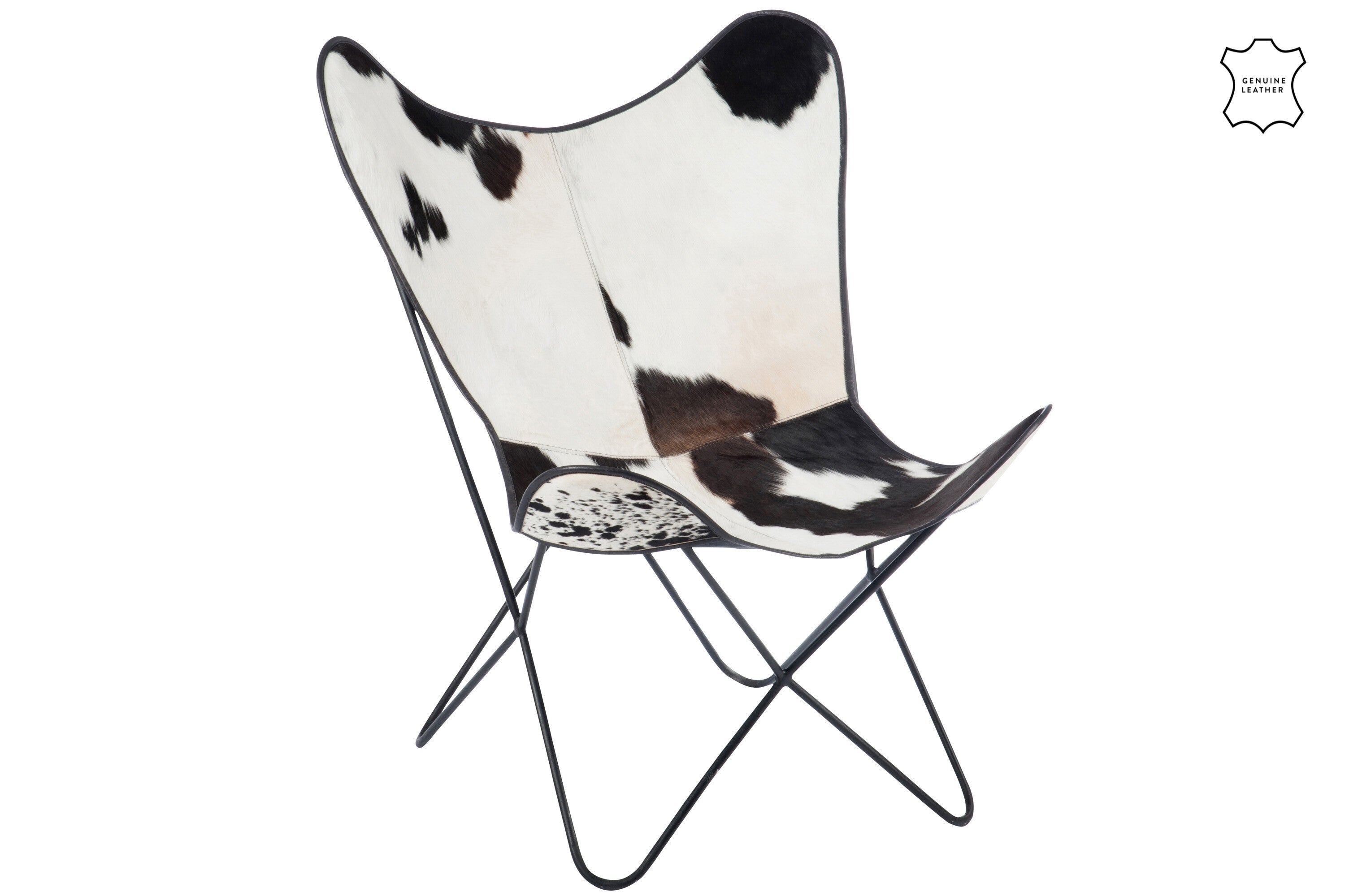 Lounge Stoel Koeienhuid/Metaal Wit/Zwart - J-LINE