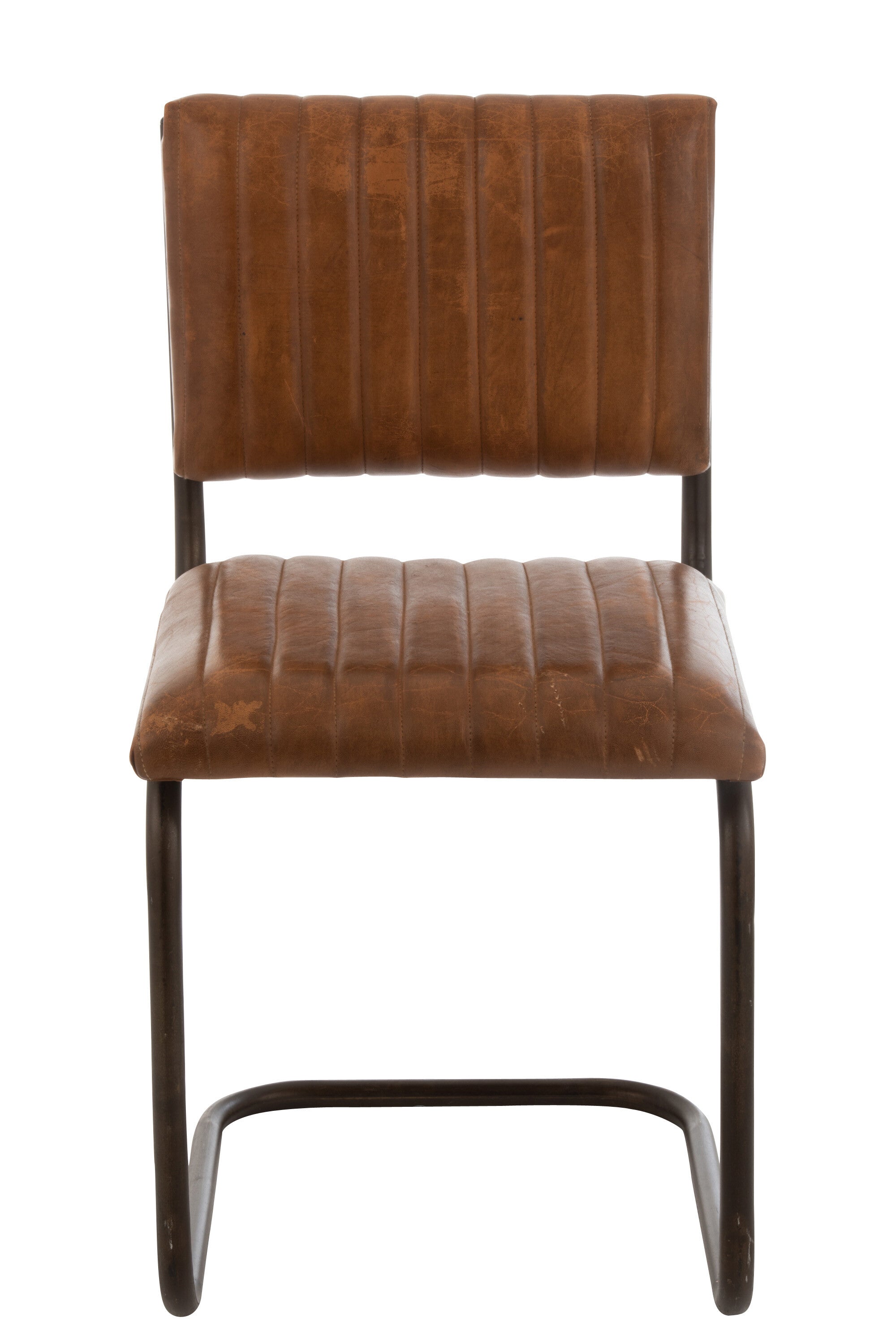 Stoel Modern Leer/Metaal Cognac - J-LINE