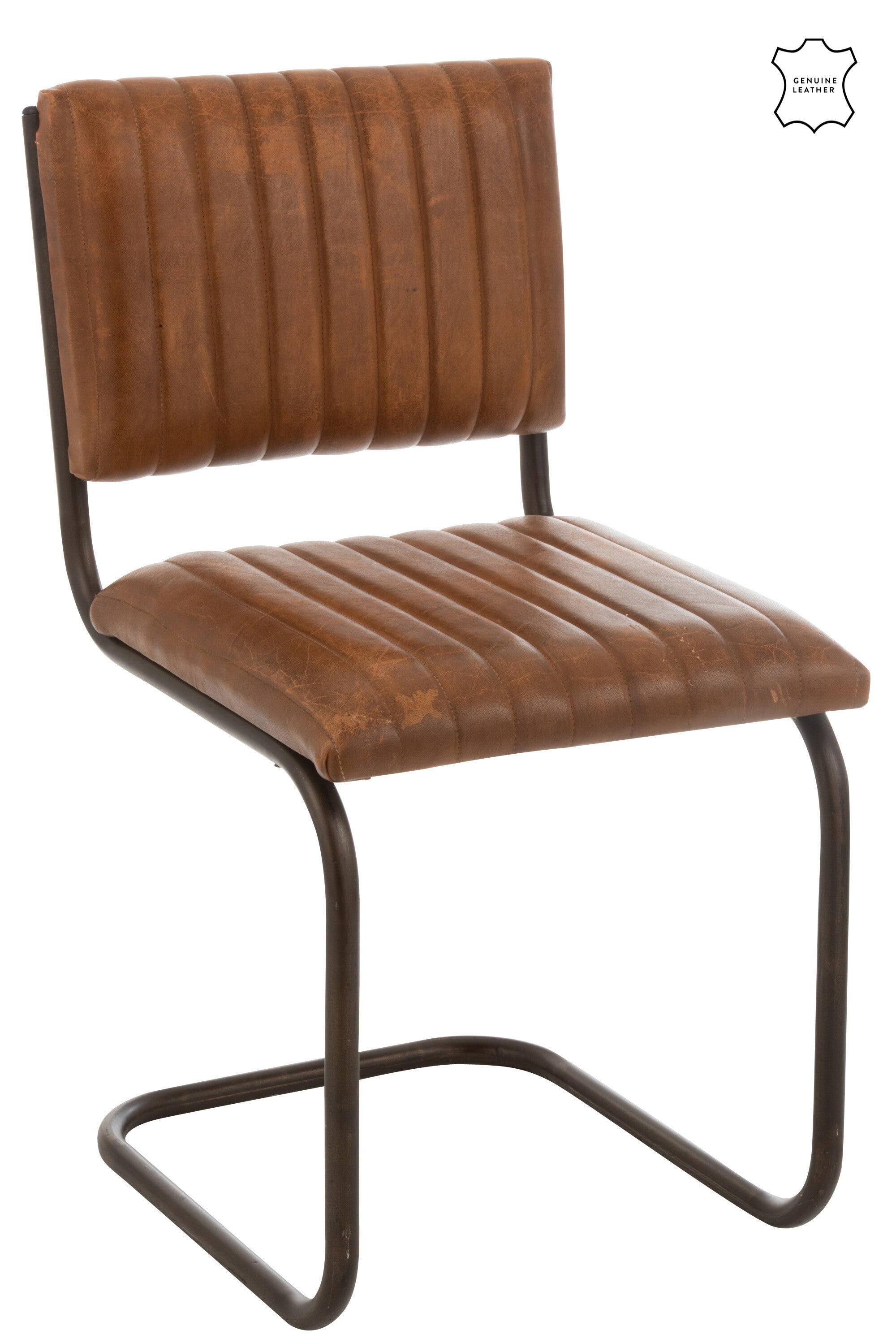 Stoel Modern Leer/Metaal Cognac - J-LINE