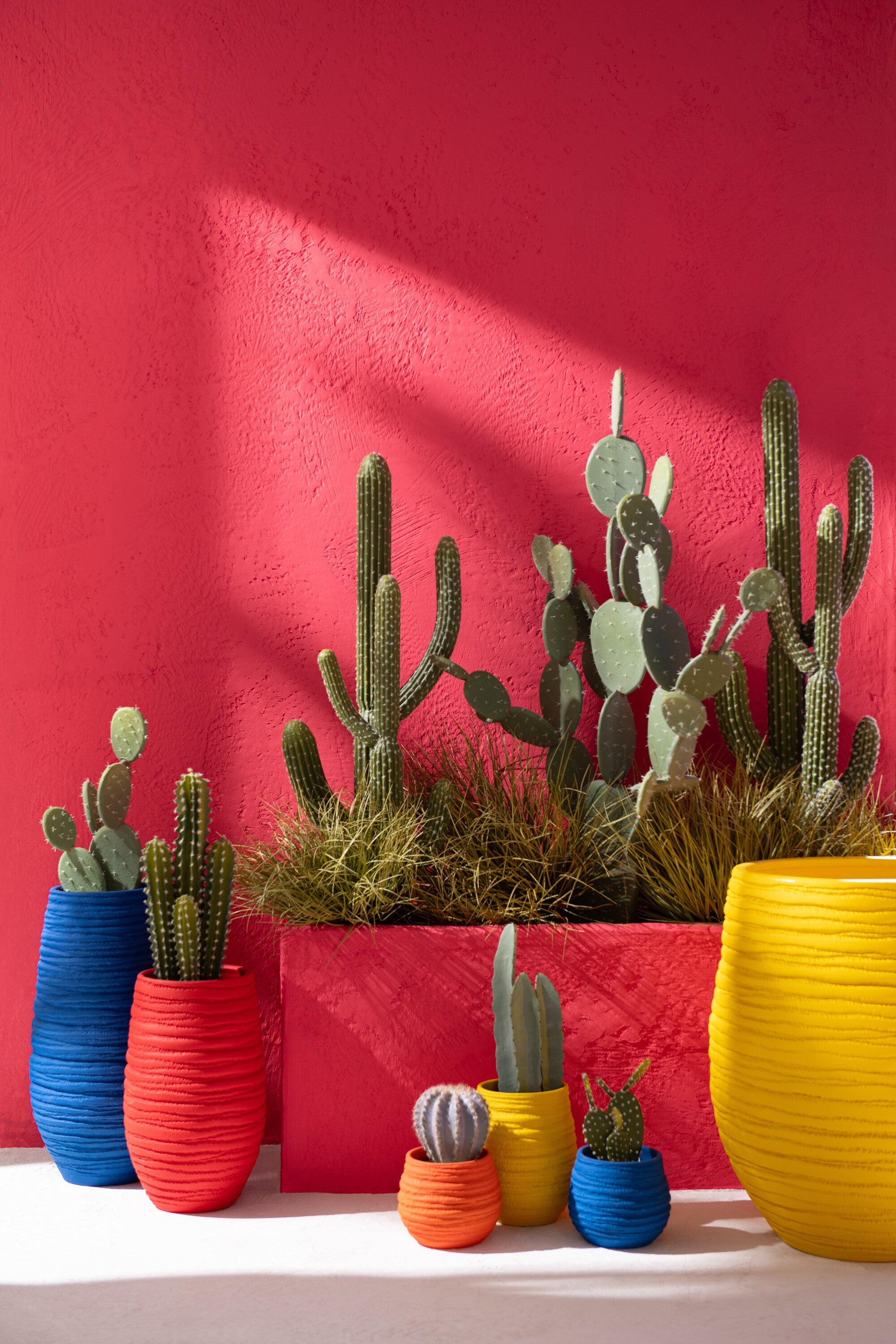 Cactus+Pot Plastic Groen/Melamine Wit XL - J-LINE