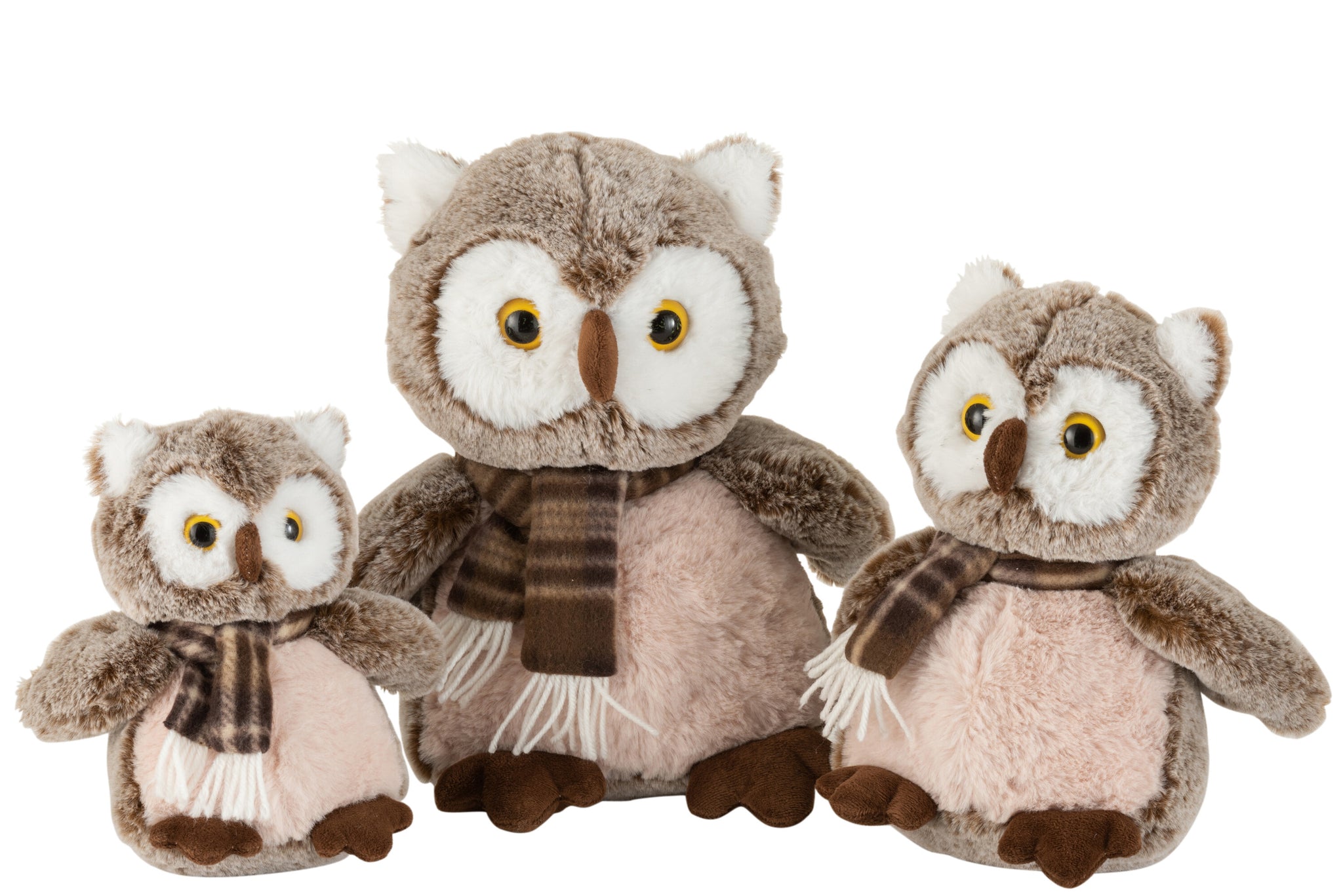 Uil+Sjaal Pluche Bruin/Beige L - J-LINE