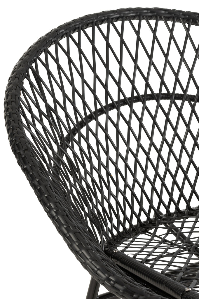 Schommelstoel + kussen Zayo metaal/riet zwart - J-LINE