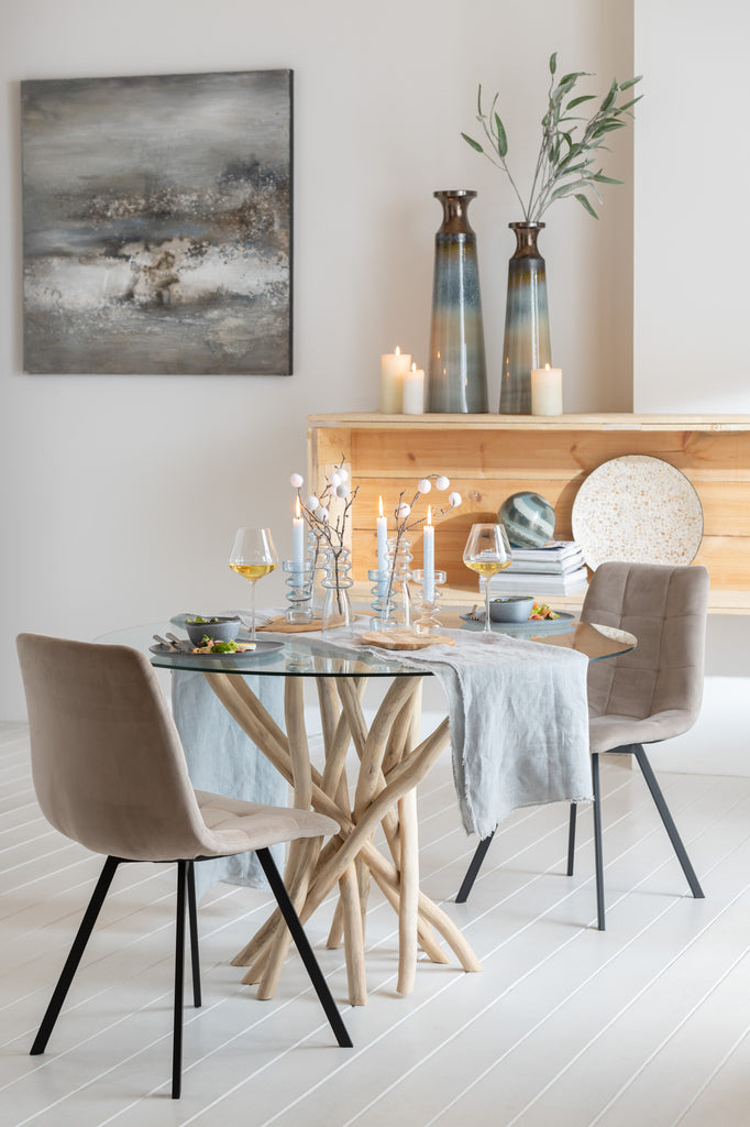 Stoel Morgan Textiel/Metaal Beige - J-LINE