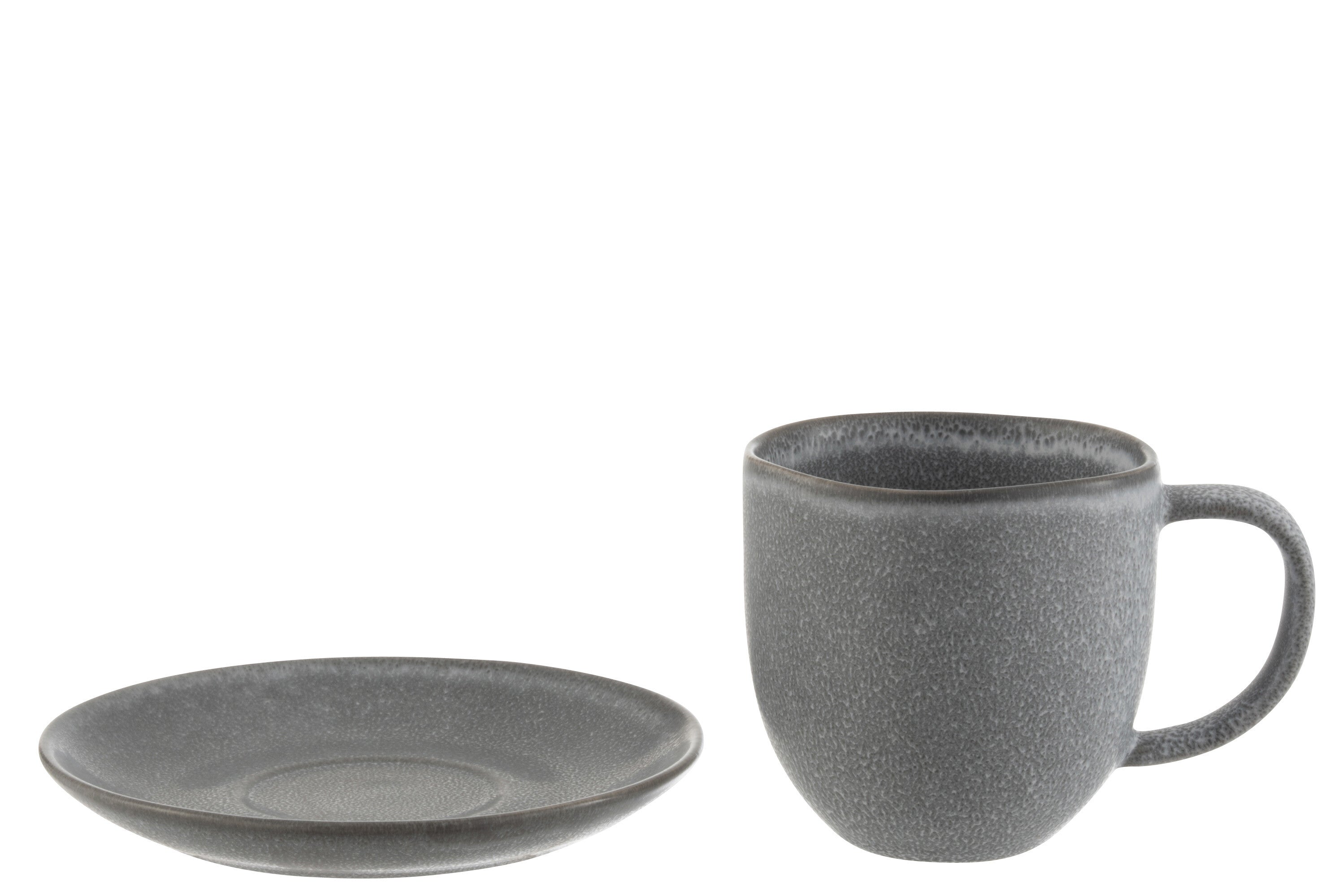 Mok + Onderzetter Louise Keramiek Grijs - J-LINE
