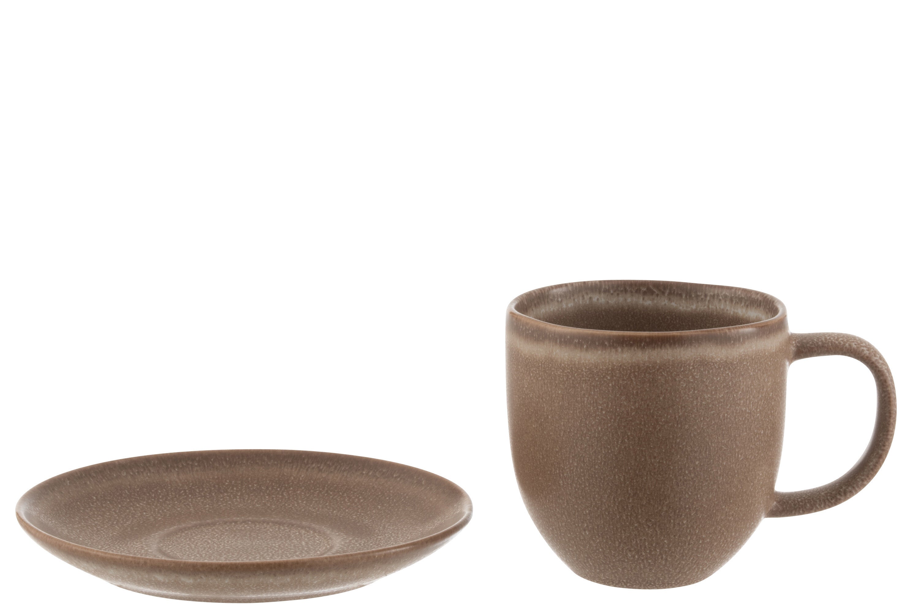 Mok + Onderzetter Louise Keramiek Cognac - J-LINE