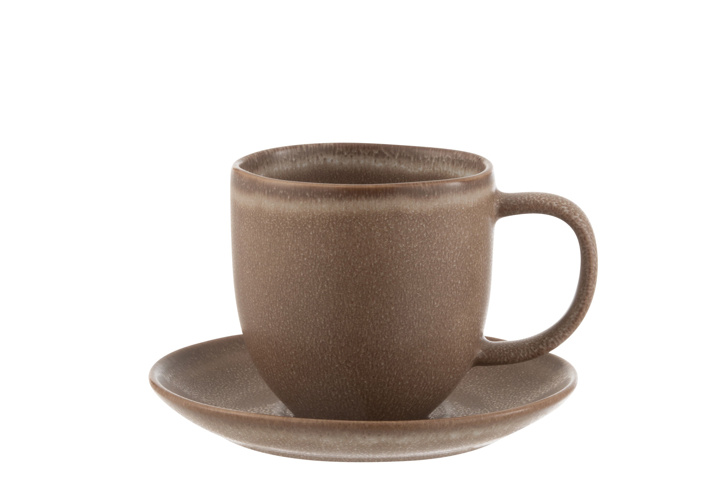 Mok + Onderzetter Louise Keramiek Cognac - J-LINE