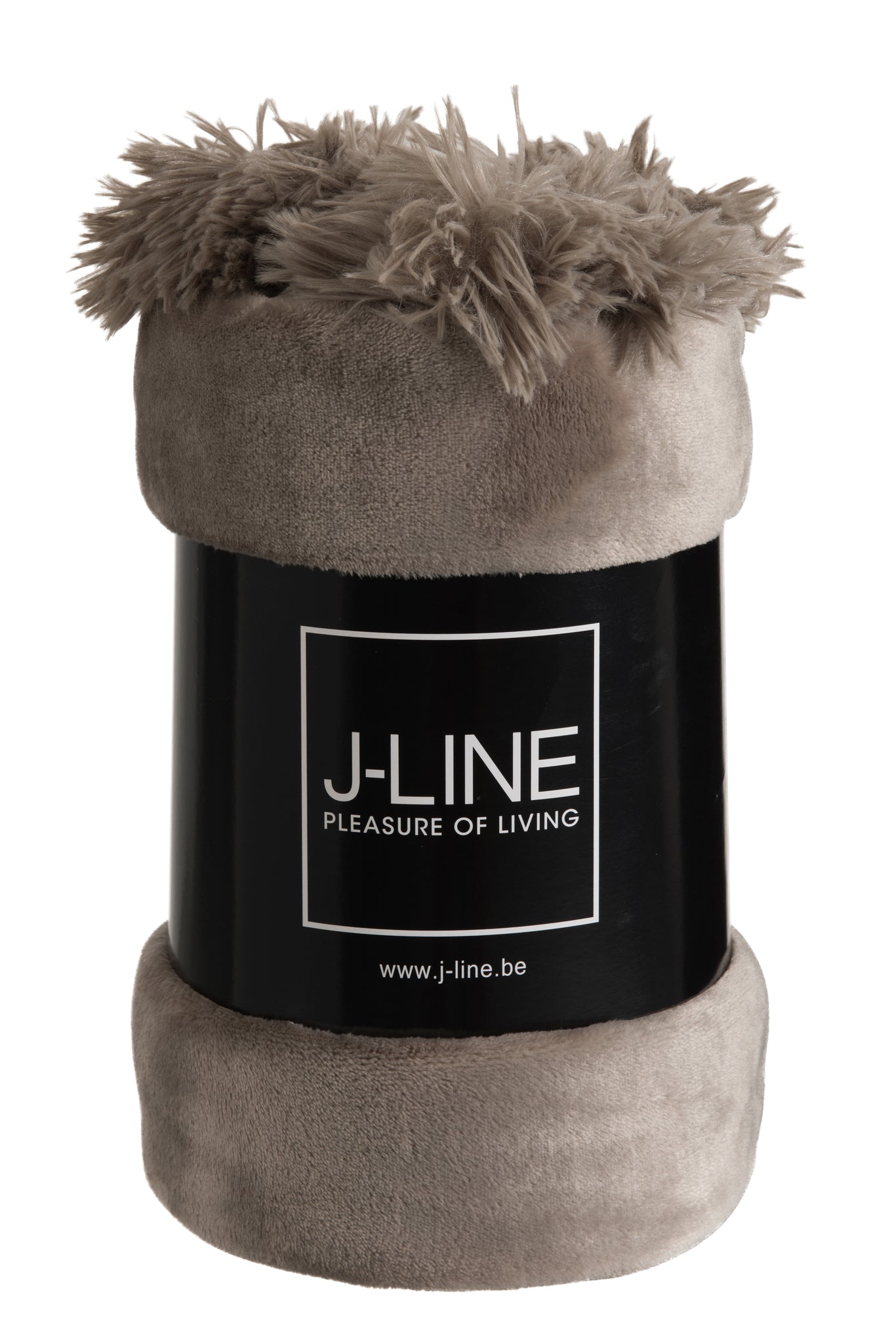 Plaid Pompom Polyester Taupe - J-LINE