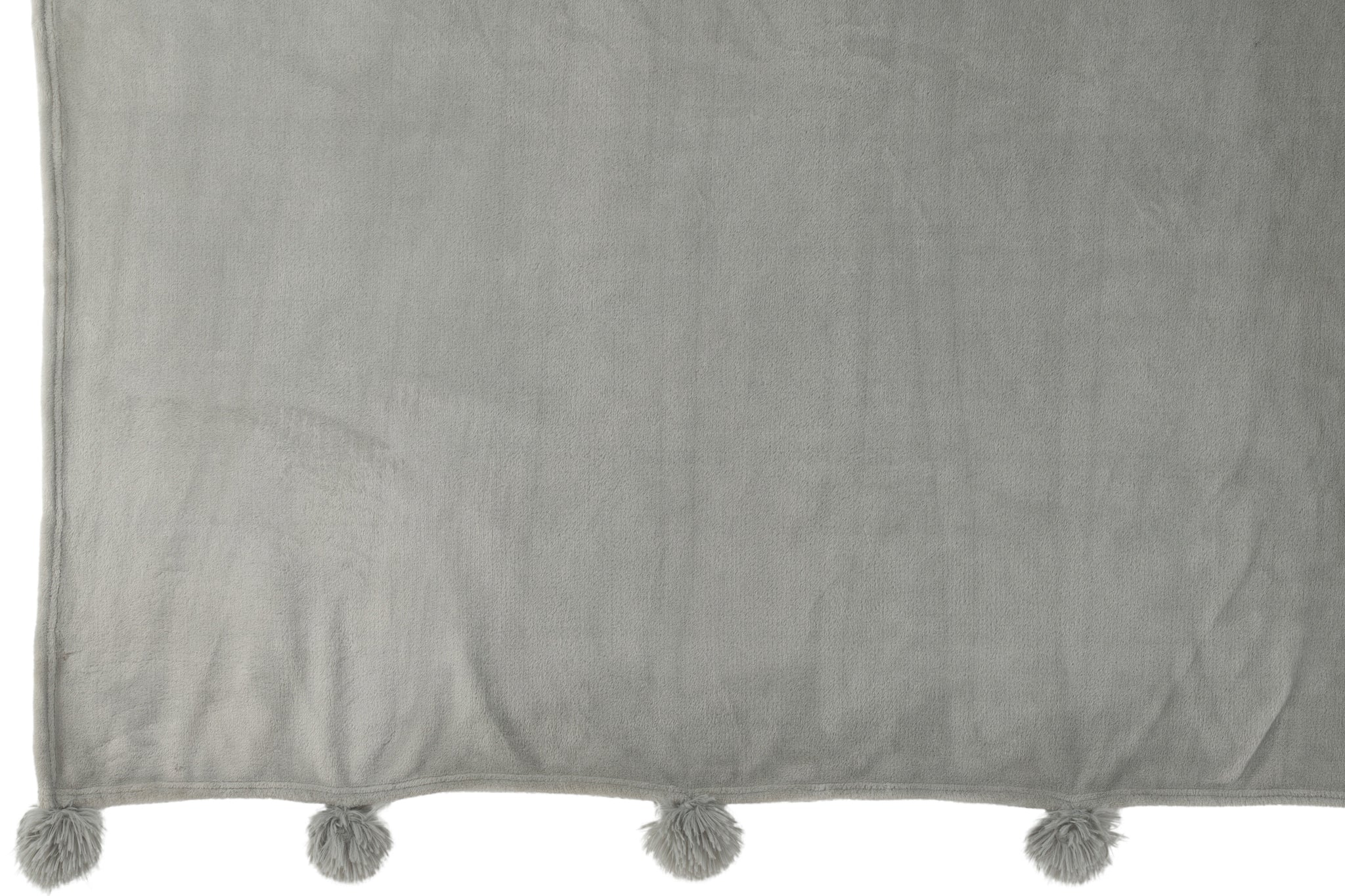 plaid Pompom Polyester Grijs - J-LINE