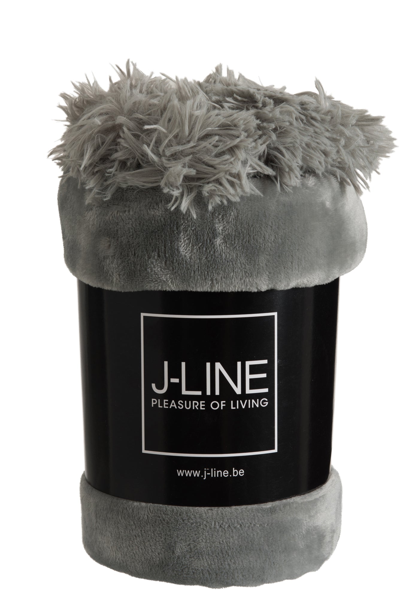 plaid Pompom Polyester Grijs - J-LINE