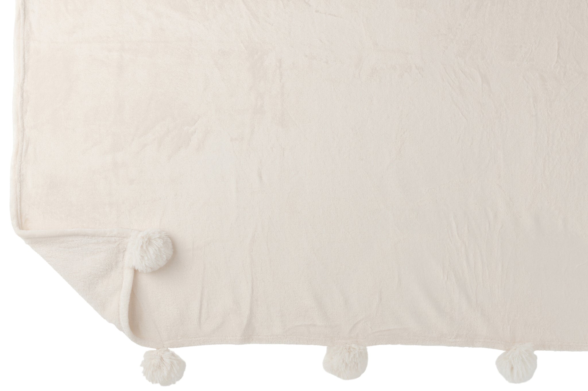 plaid Pompom Polyester Roomkleurig - J-LINE
