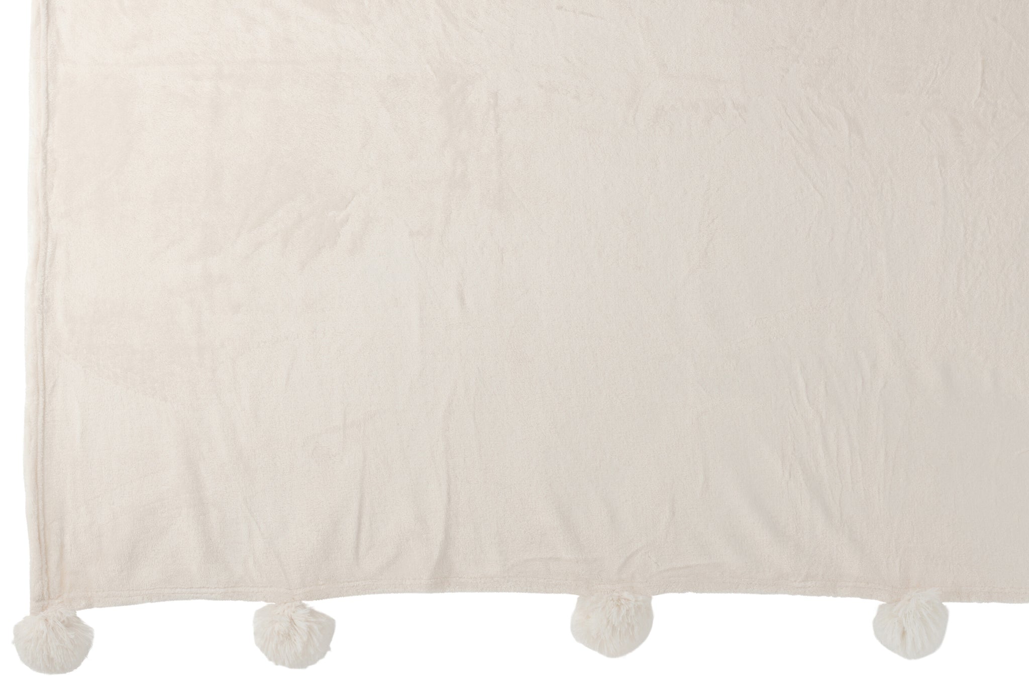 plaid Pompom Polyester Roomkleurig - J-LINE