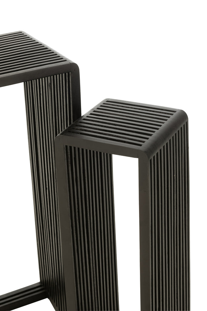 Plantenstand S/2 gerecycleerde teak zwart - J-LINE