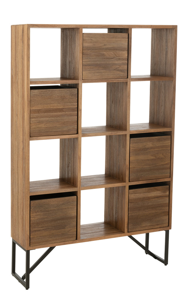 Boekenrek gerecycled teakhout - J-LINE