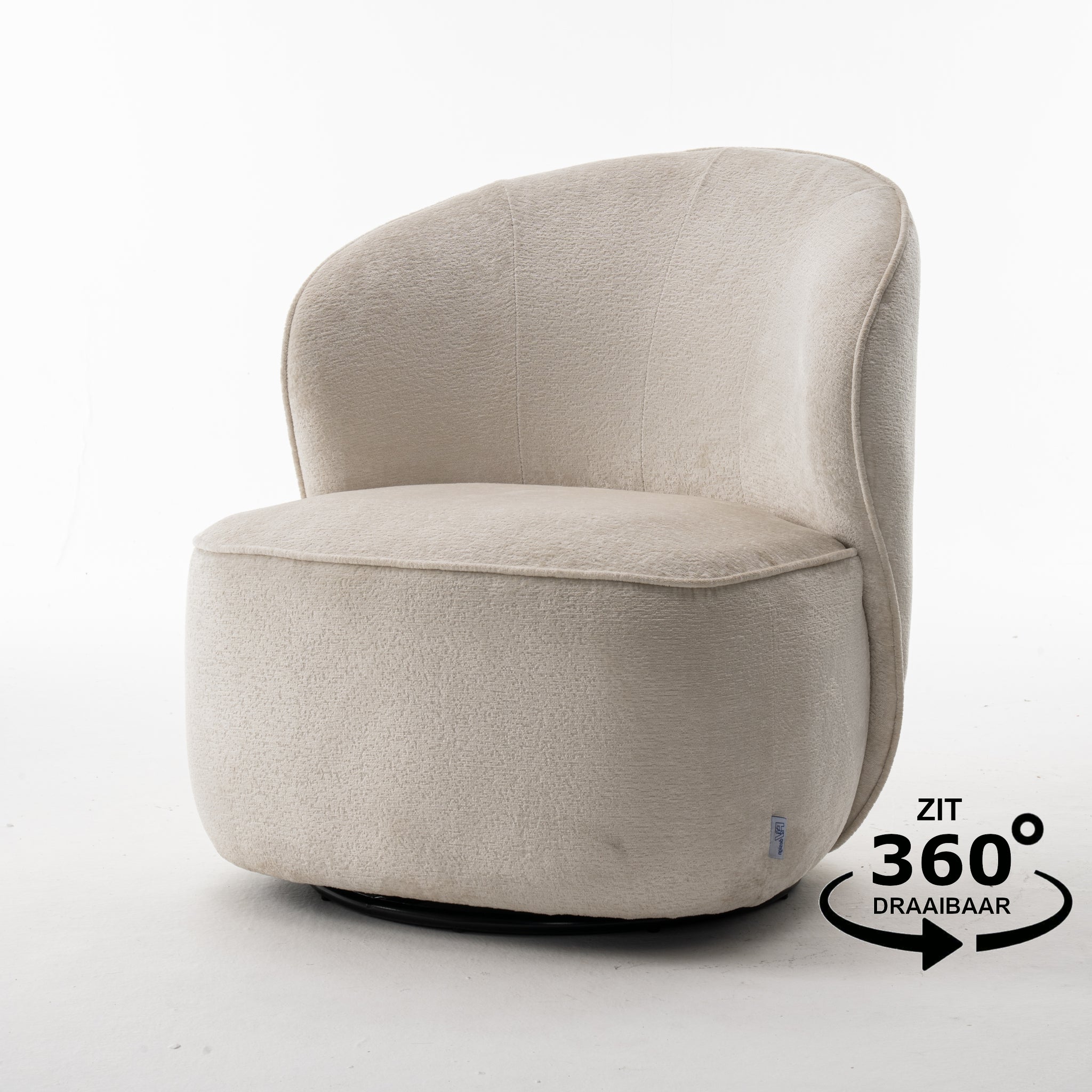 Draaifauteuil Sammy Stof Loris Crème - RVD