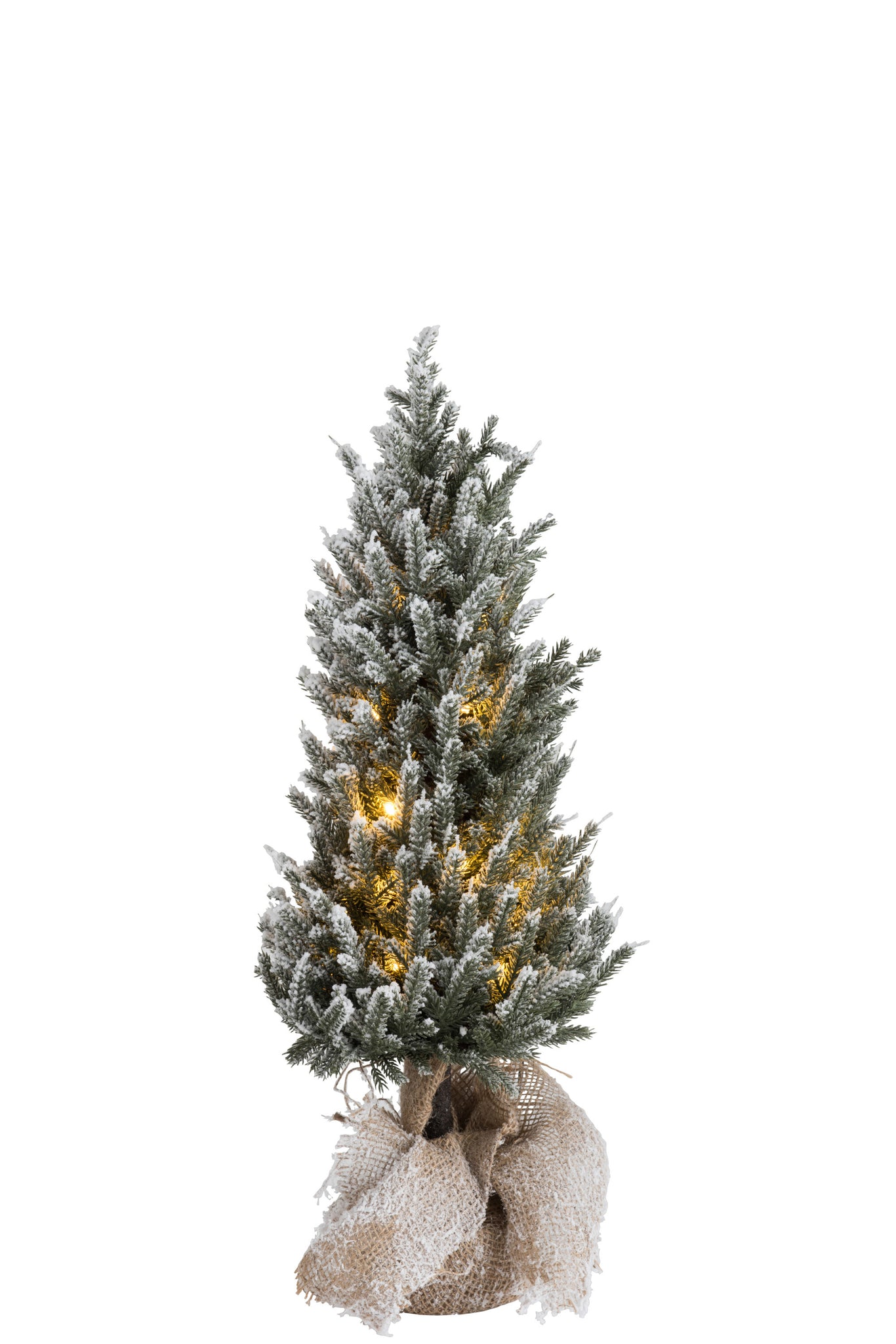 Kerstboom + Led + Pot Jute Plastic Sneeuw Groen M - J-LINE