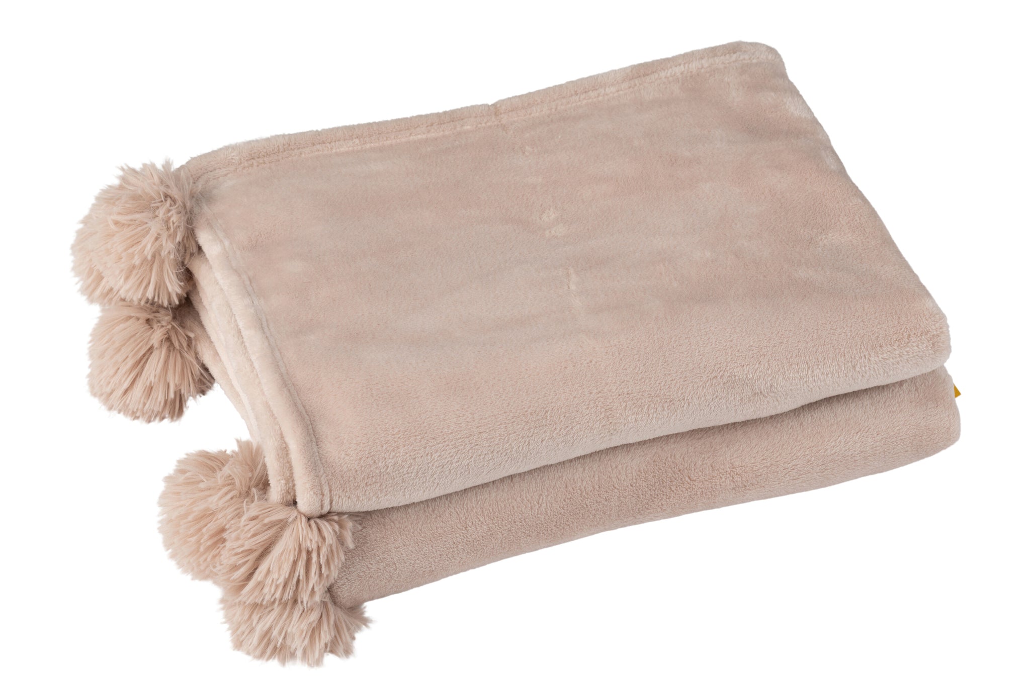 Plaid Pompom Polyester Beige Foncé - J-LINE