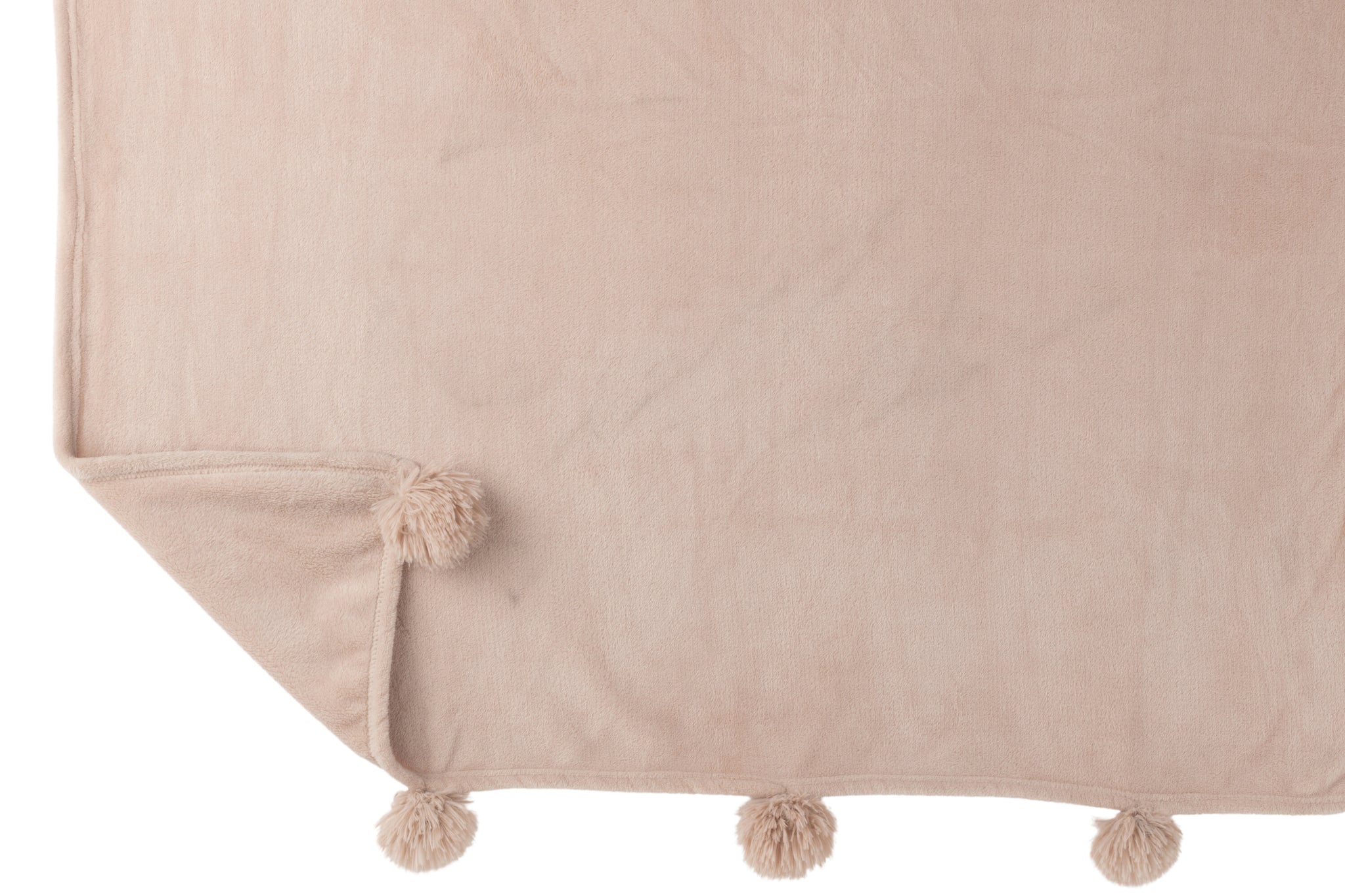 Plaid Pompom Polyester Beige Foncé - J-LINE