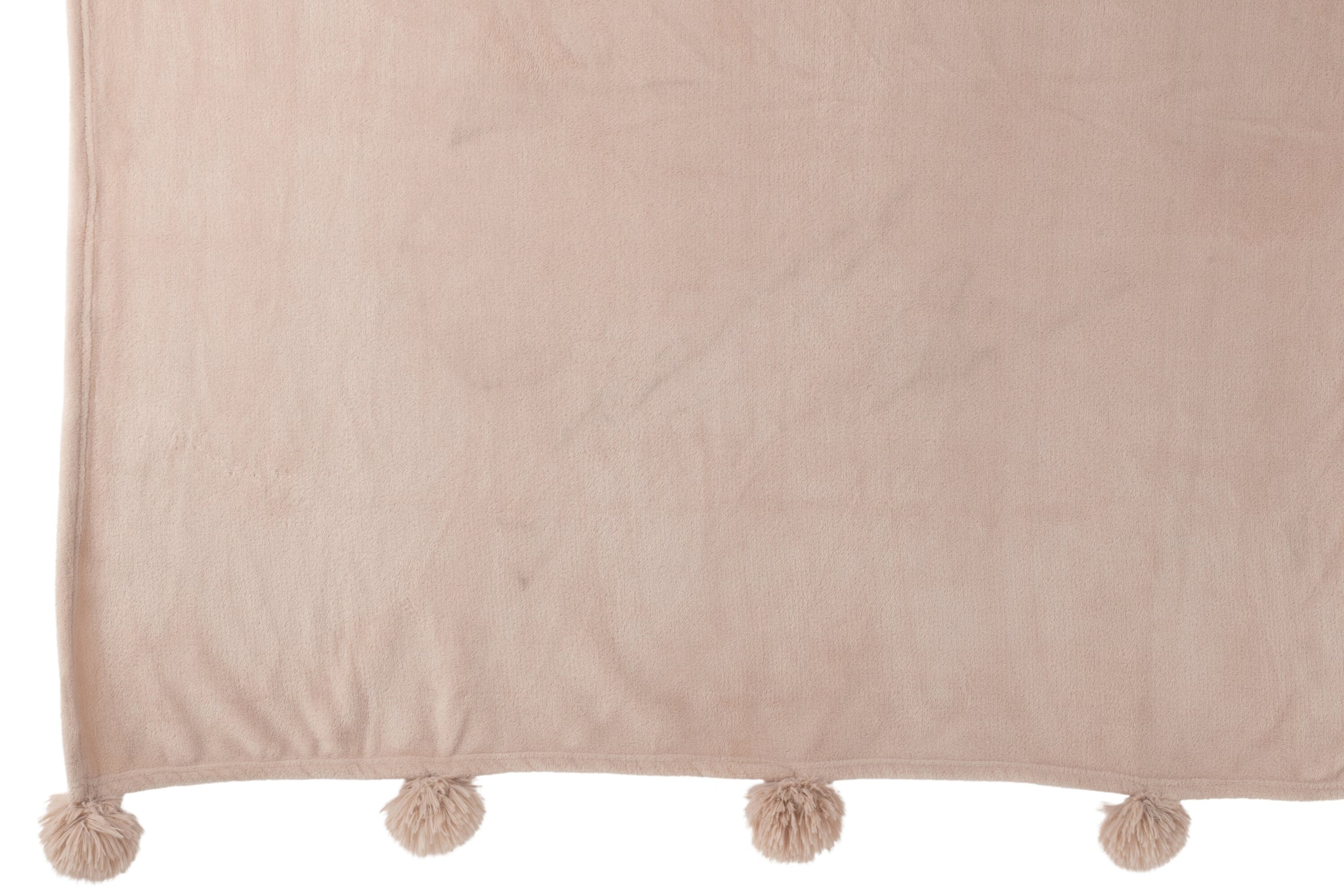 Plaid Pompom Polyester Beige Foncé - J-LINE