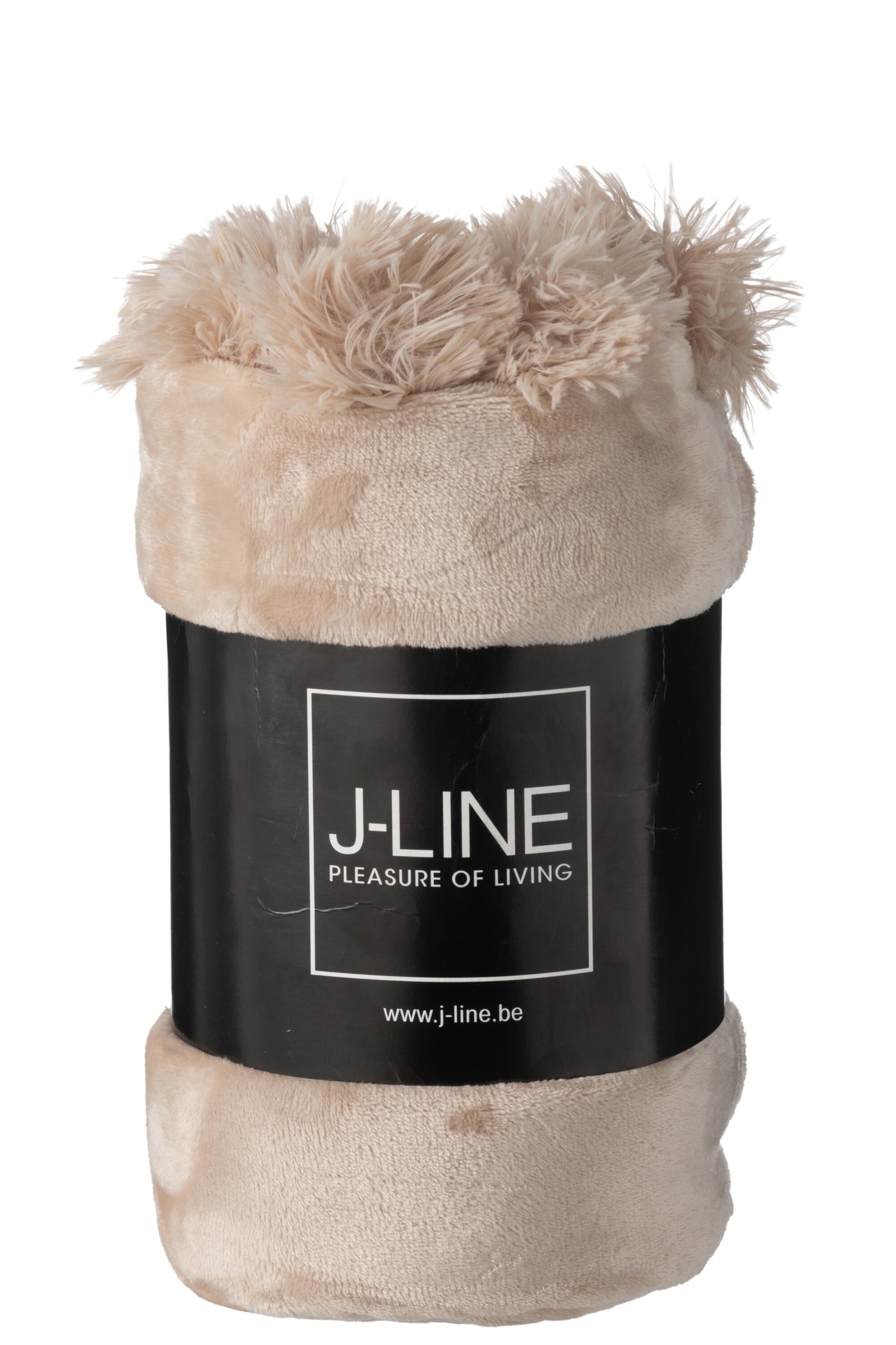 Plaid Pompom Polyester Beige Foncé - J-LINE