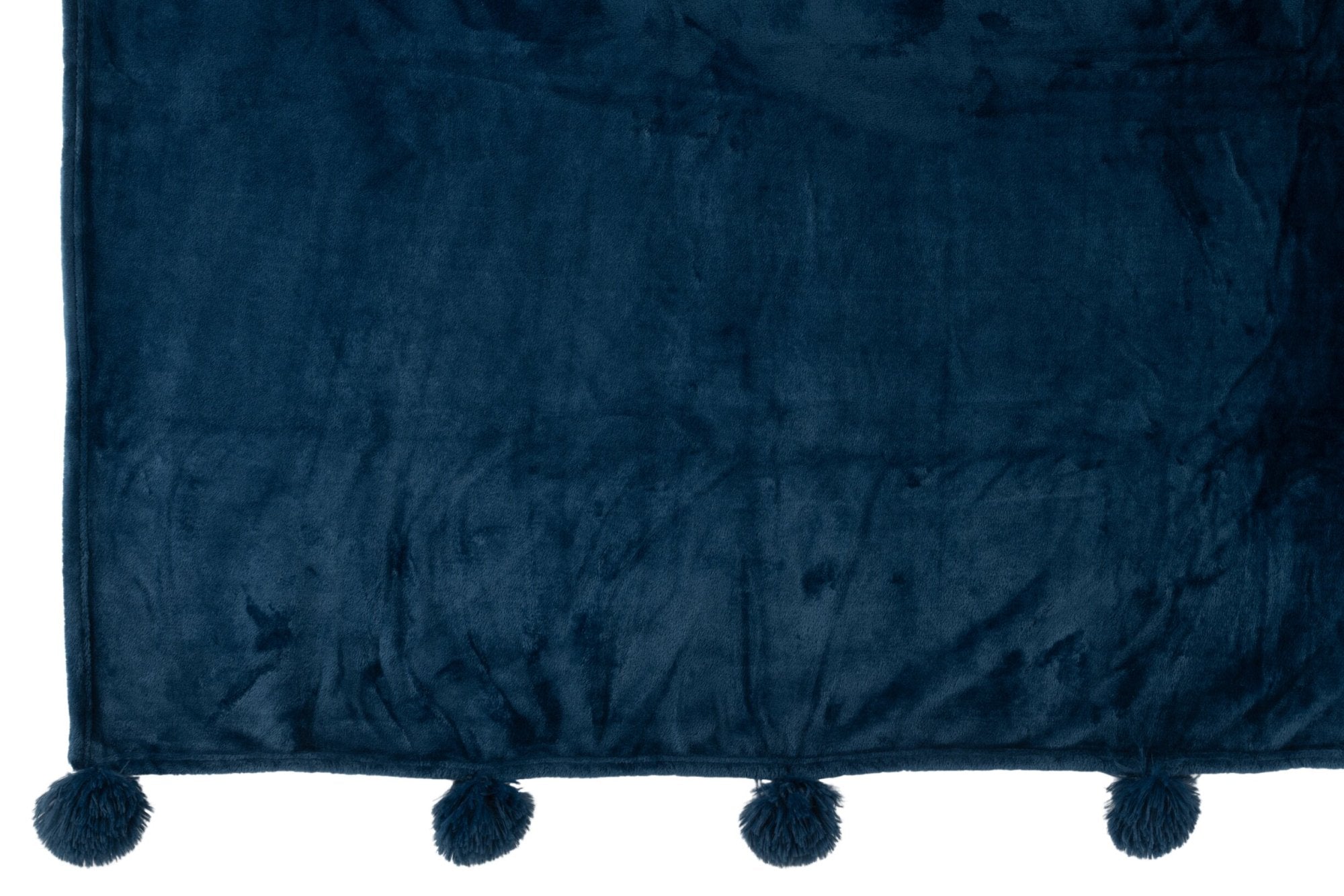 Plaid Pompom polyester bleu - J-LINE