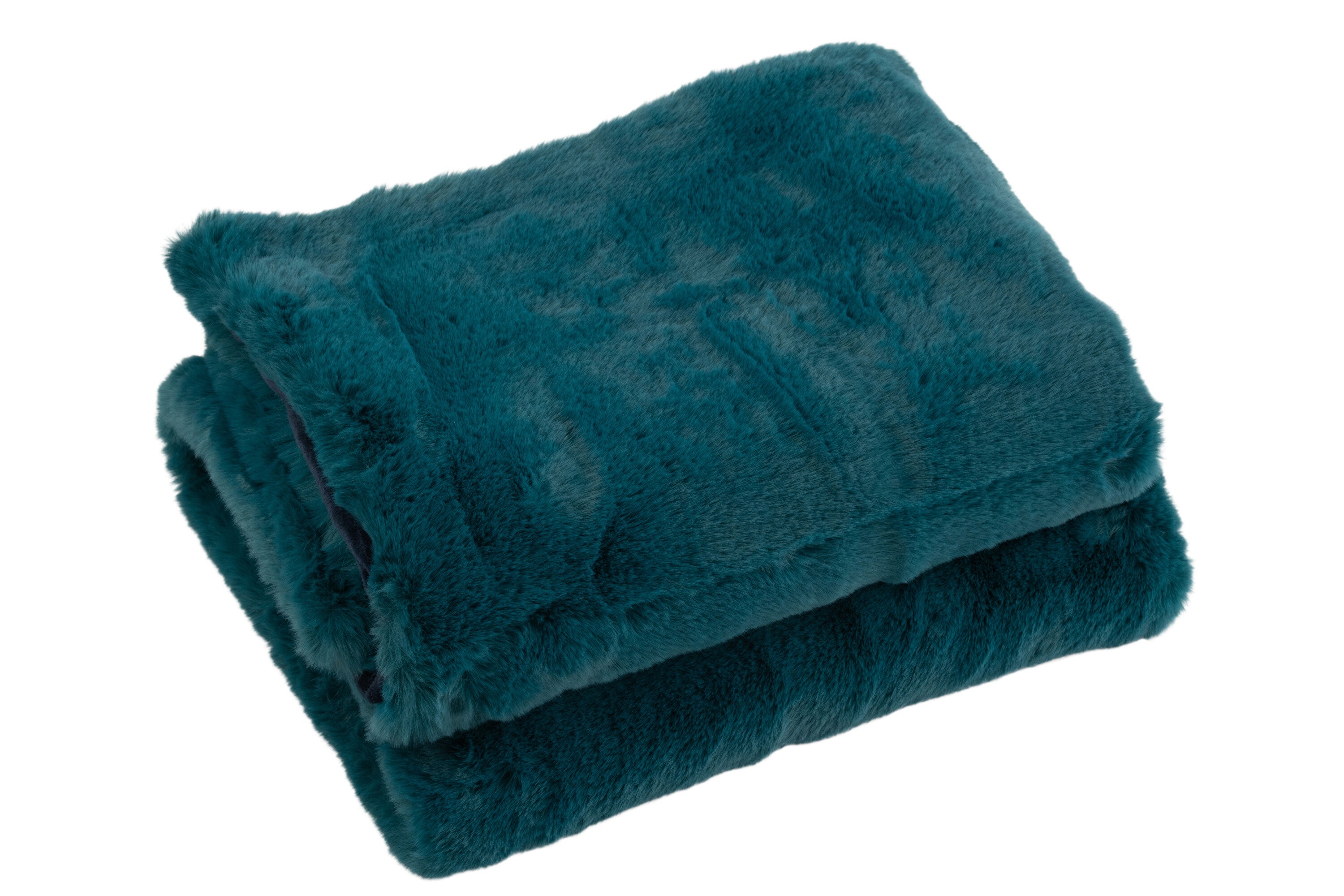 Plaid en polyester pétrole - J-LINE