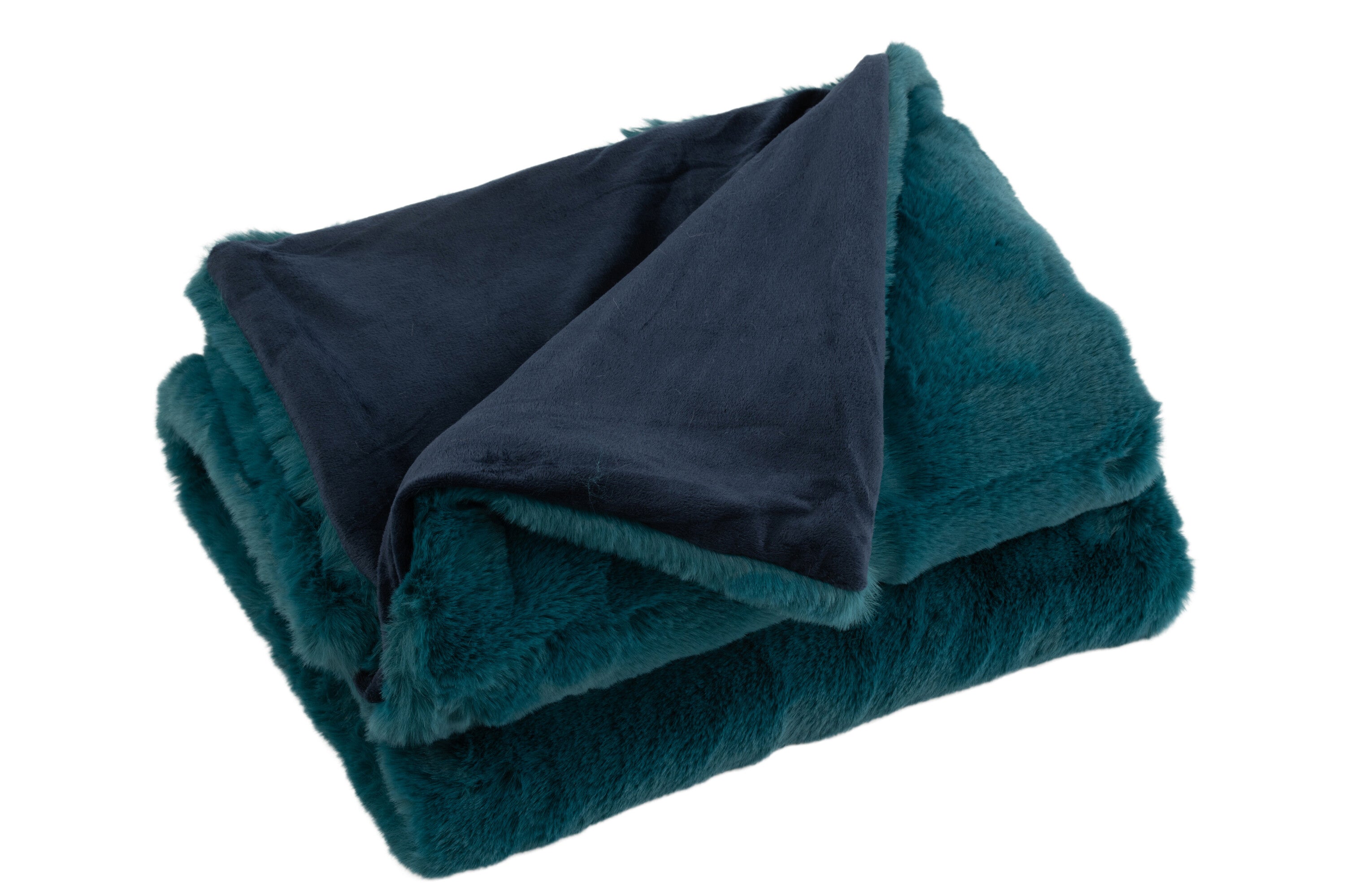 Plaid en polyester pétrole - J-LINE