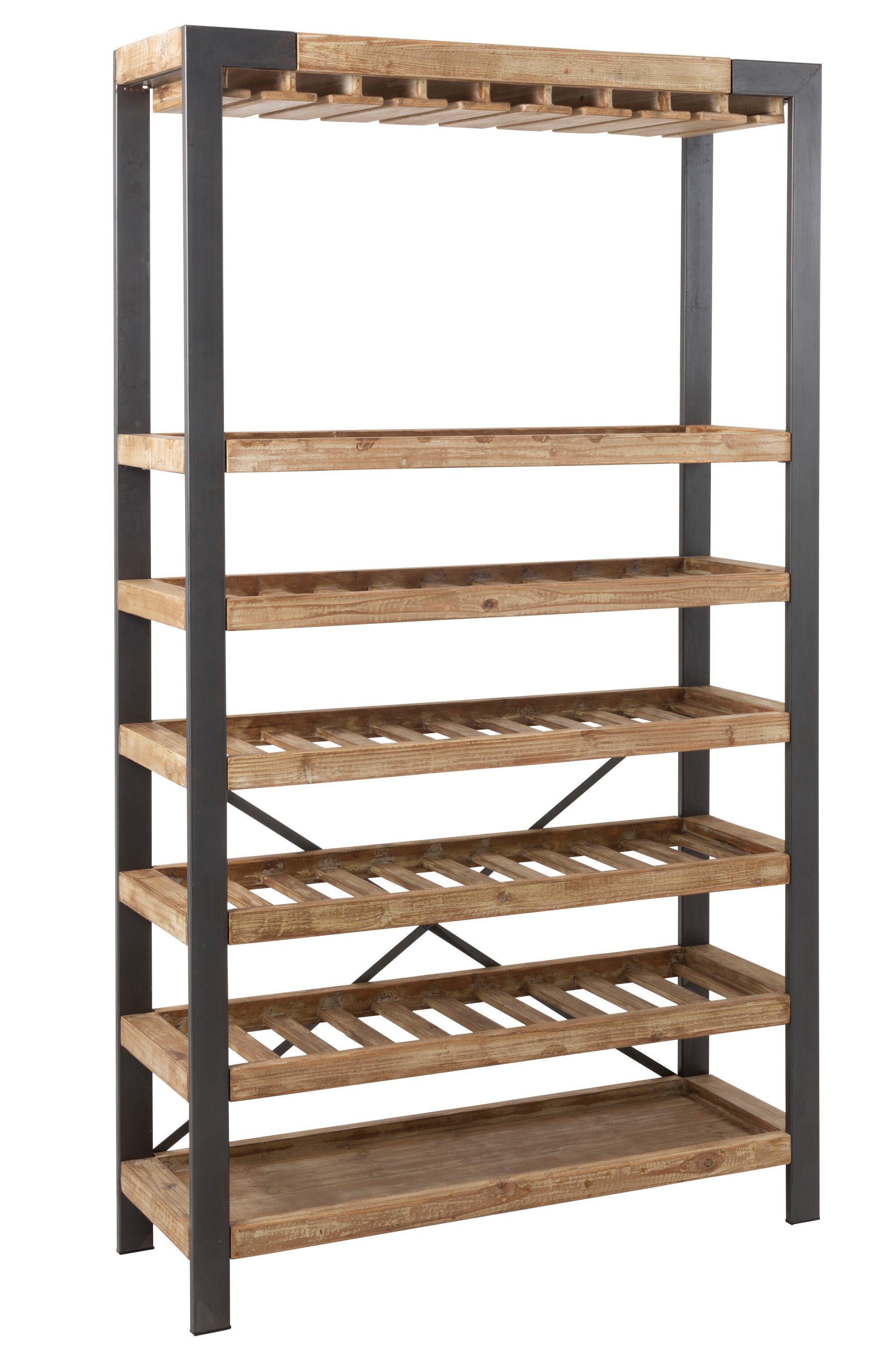 Wijnrek 50 flessen + glazen hout/metaal J-LINE