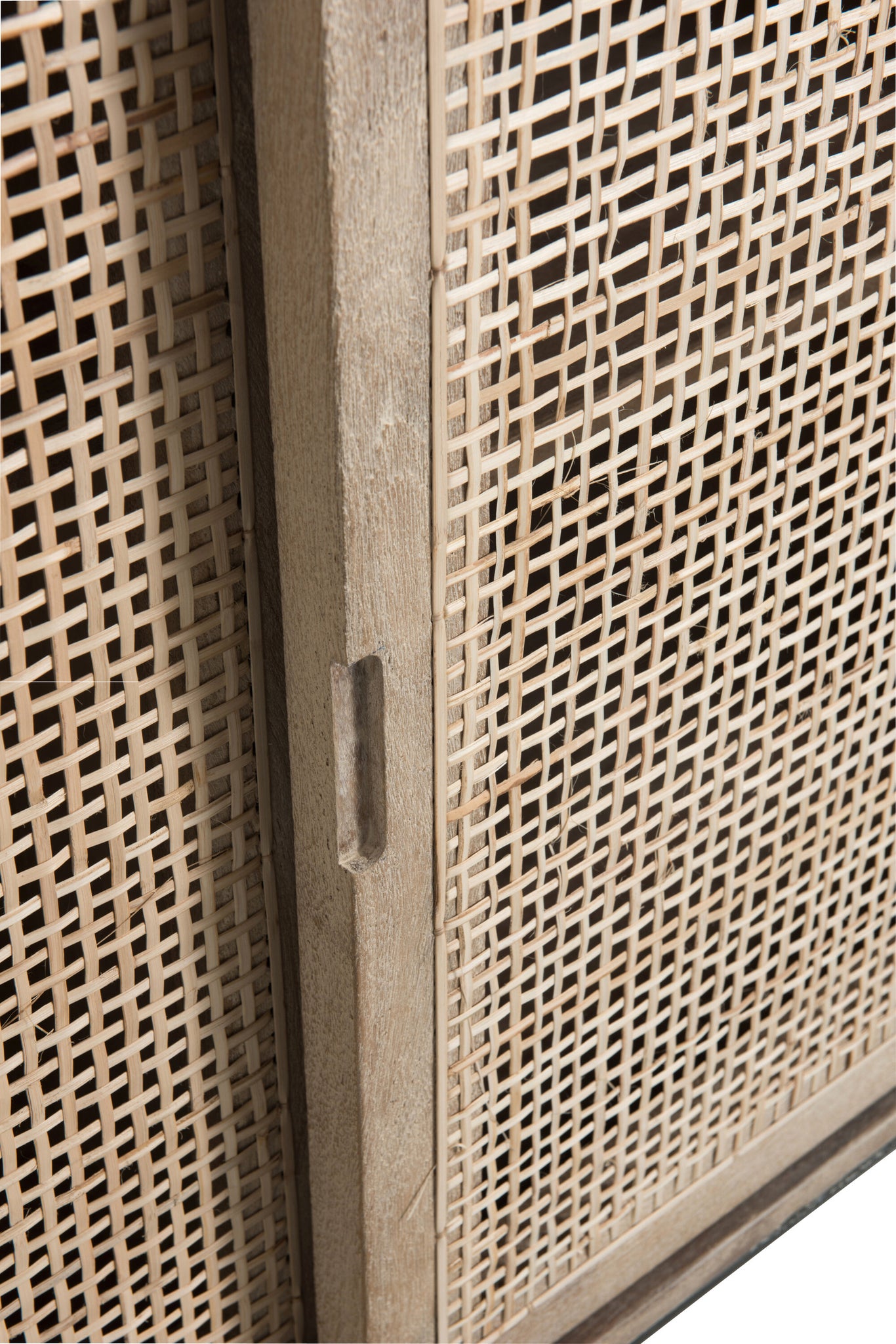 Dressoir Geweven Riet Mangohout Natuurlijk - J-LINE