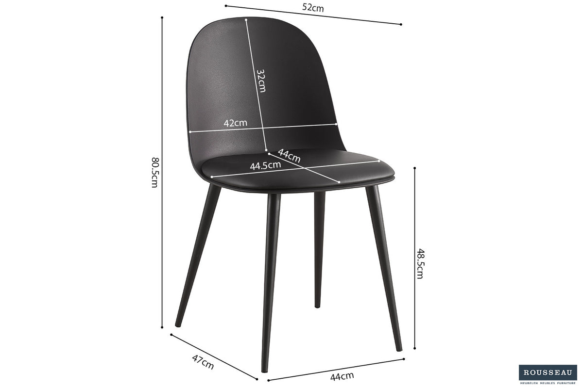 Chaise « Jasmin » assise PP coussin PU noir RS