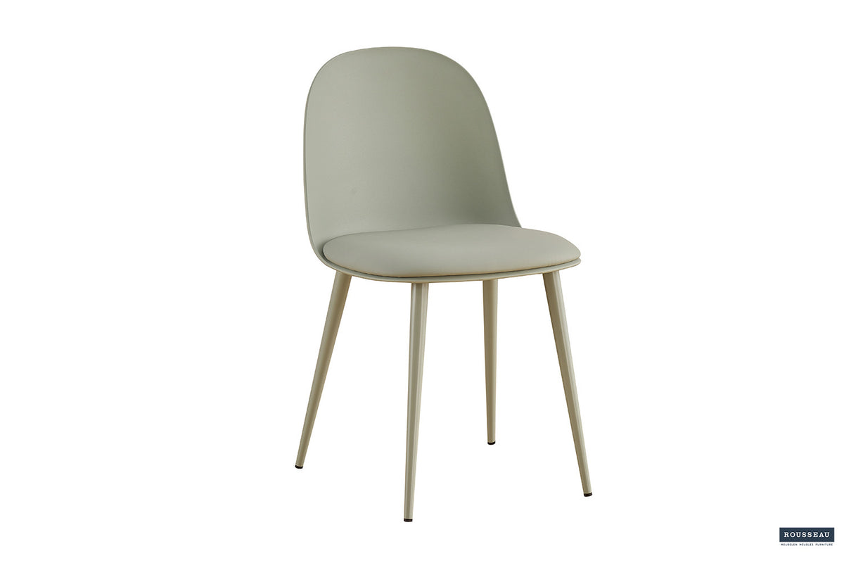 Chaise « Jasmin » assise PP coussin PU gris-vert RS