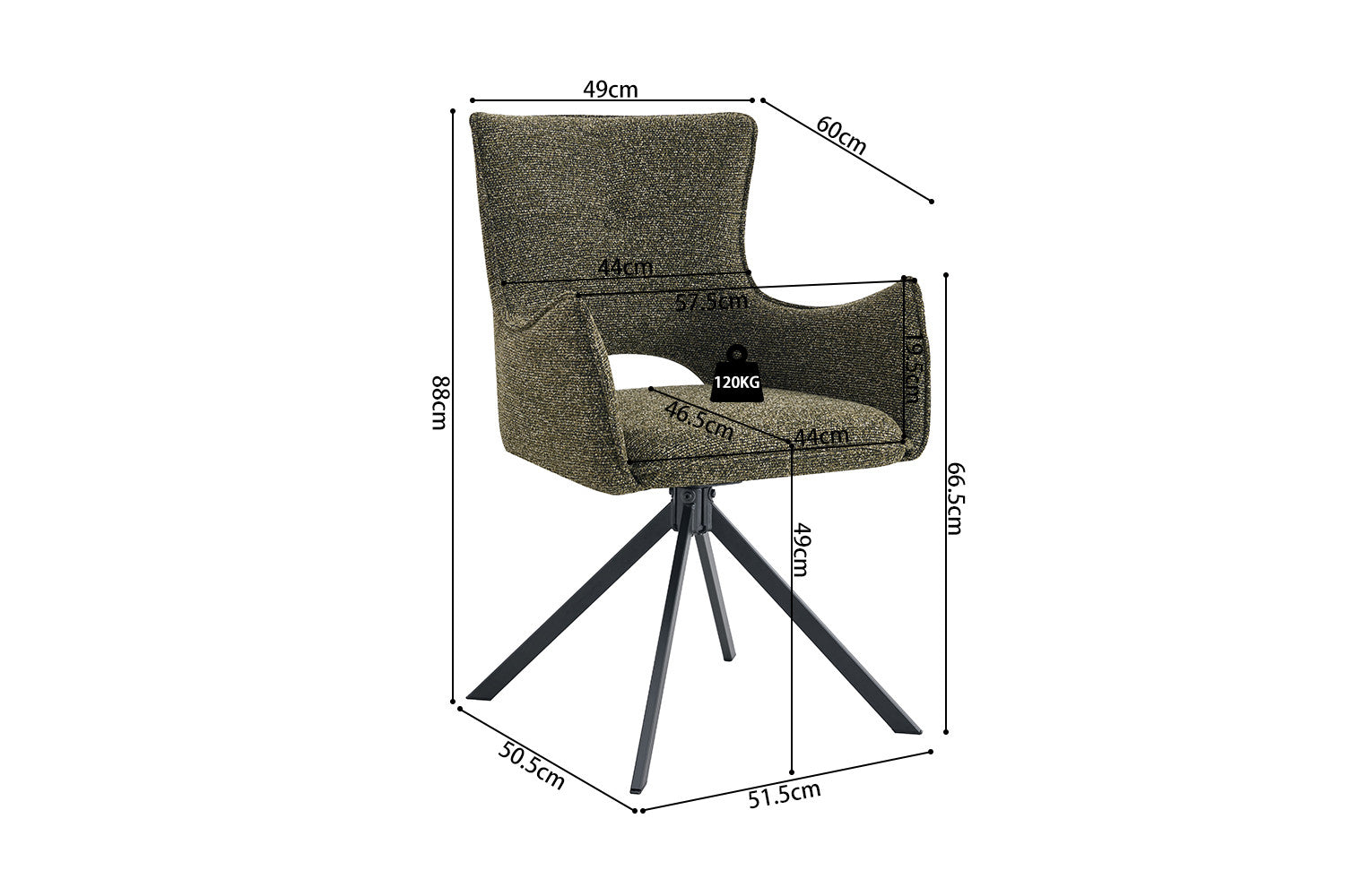 Armstoel 'Billy' Draaibaar tot 0 groen - RS