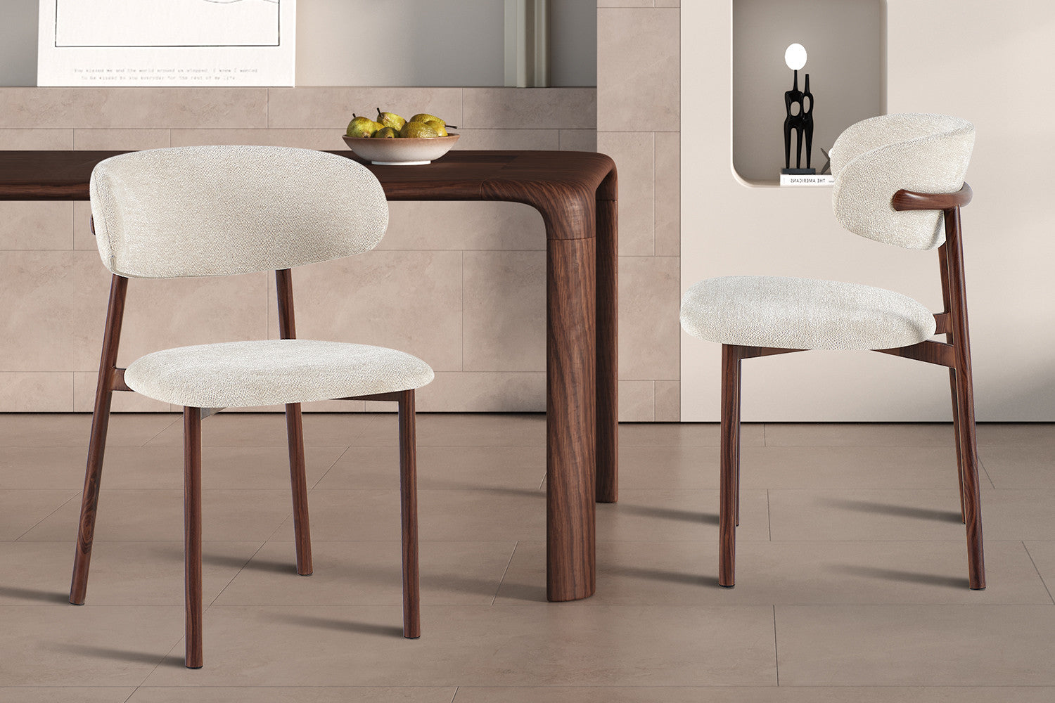 NIEUW - Stoel 'Coco' Walnoot - Stof Fabb Raven 24 Beige - RS